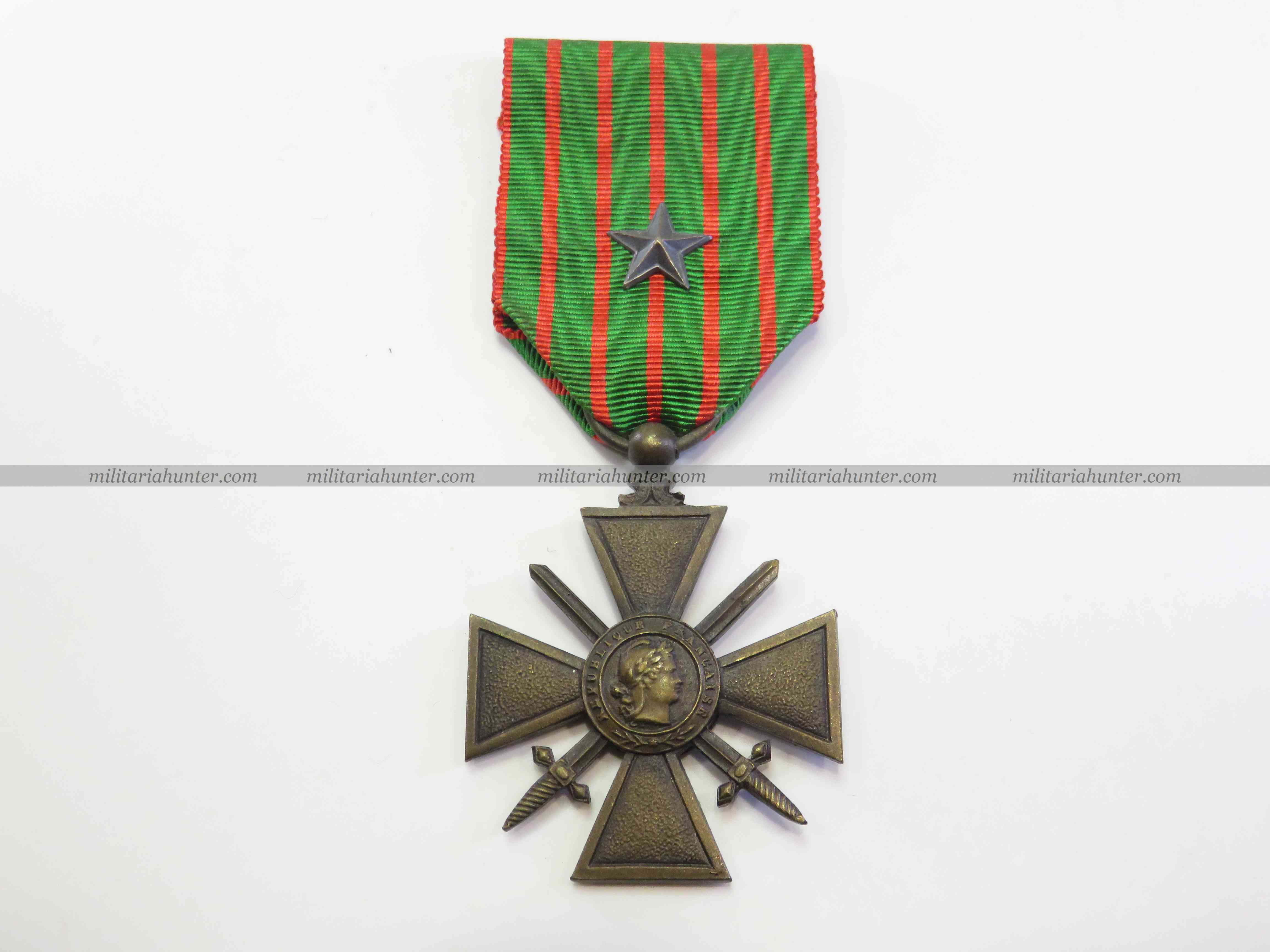 militaria : ww1 french war cross medal 1914-1918 Croix de Guerre avec citation