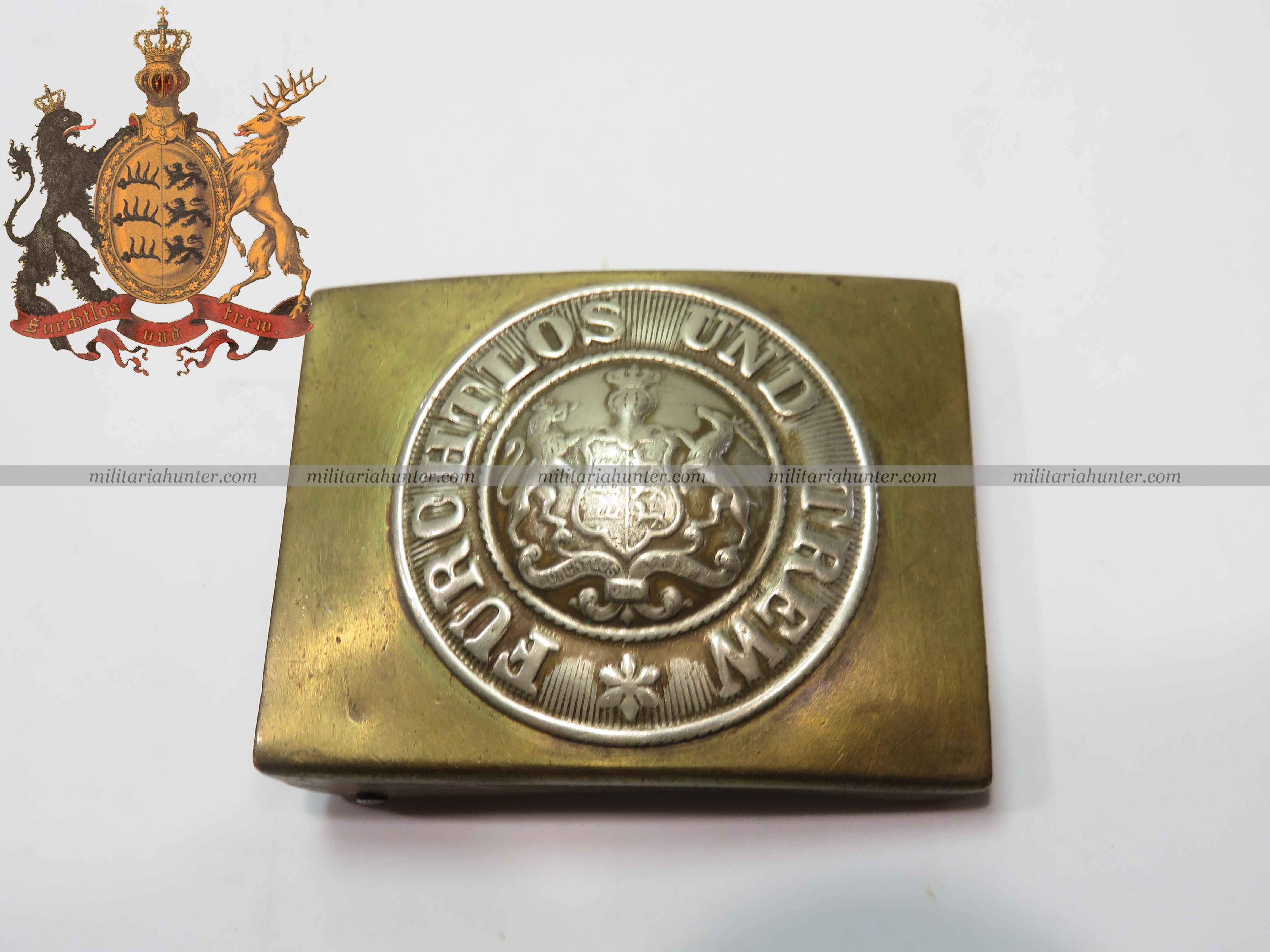 militaria : WW1 Württemberg belt buckle - Boucle M1895 du Württemberg Koppelschloss