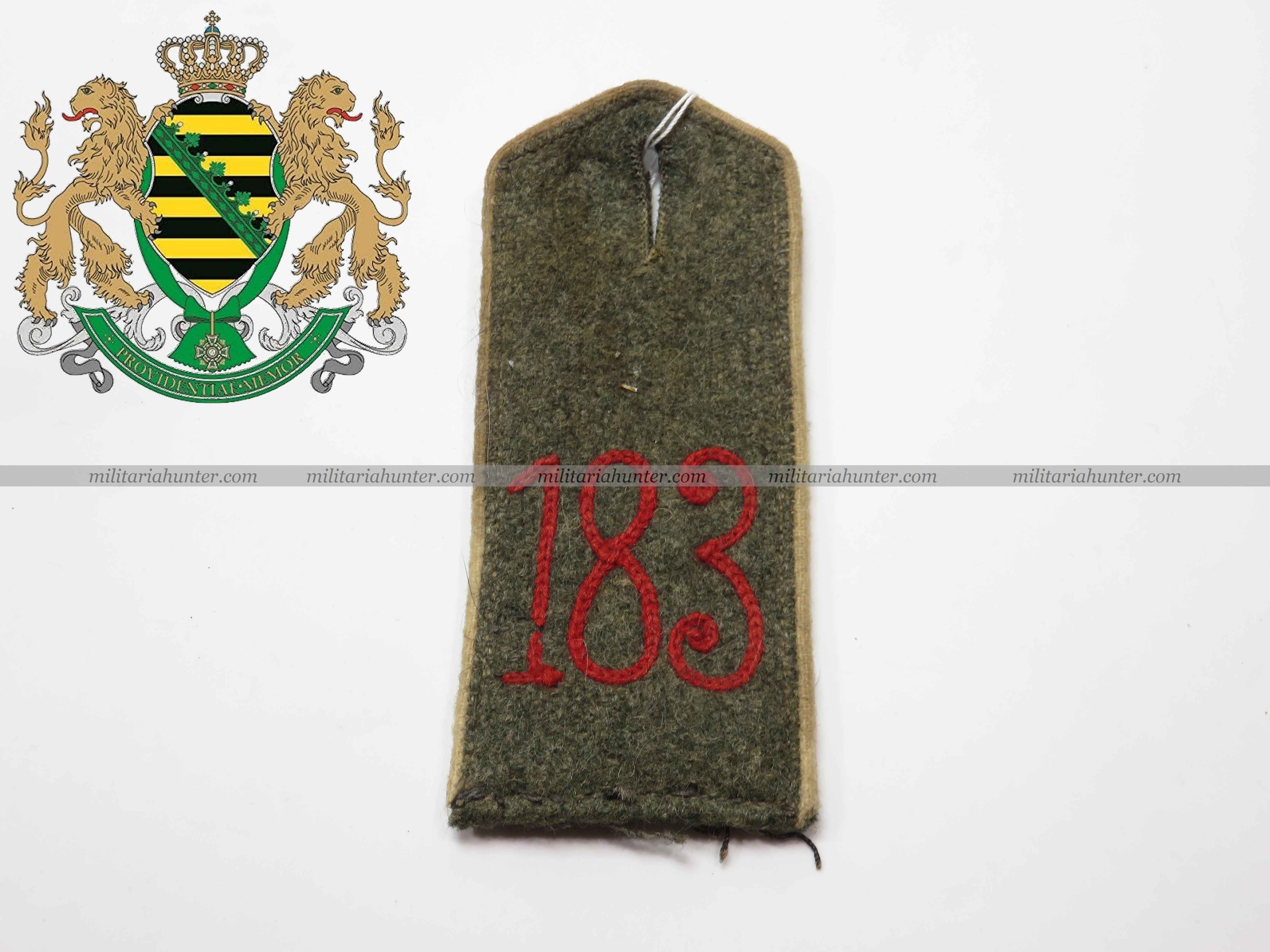 militaria : Patte d'épaule M15 du JR183 Saxon - Sachsen JR183 Schulterklappe Verdun