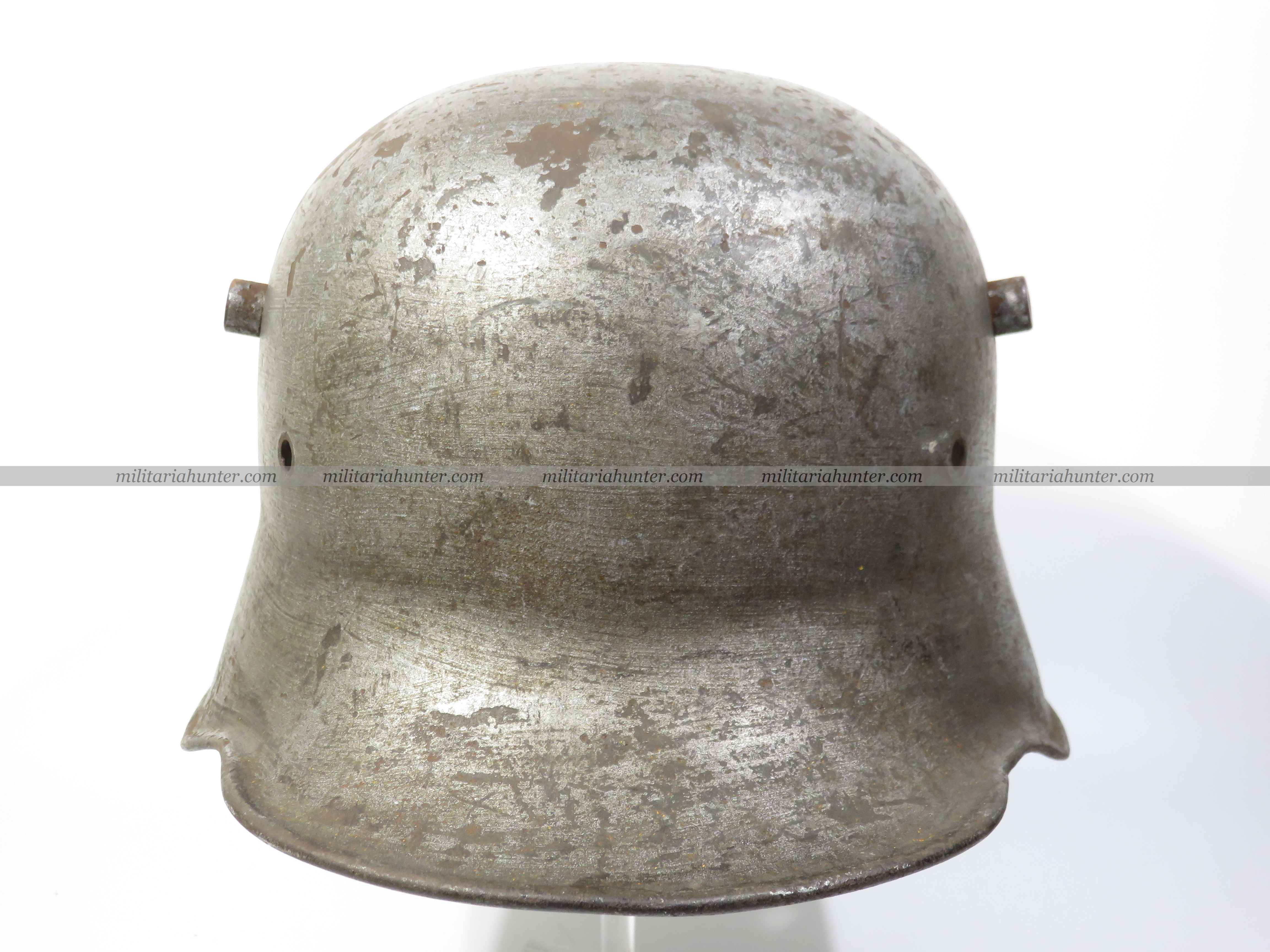 militaria : WW1 german M1918 helmet shell with ship paint - Casque Stahlhelm M18 gris bateau