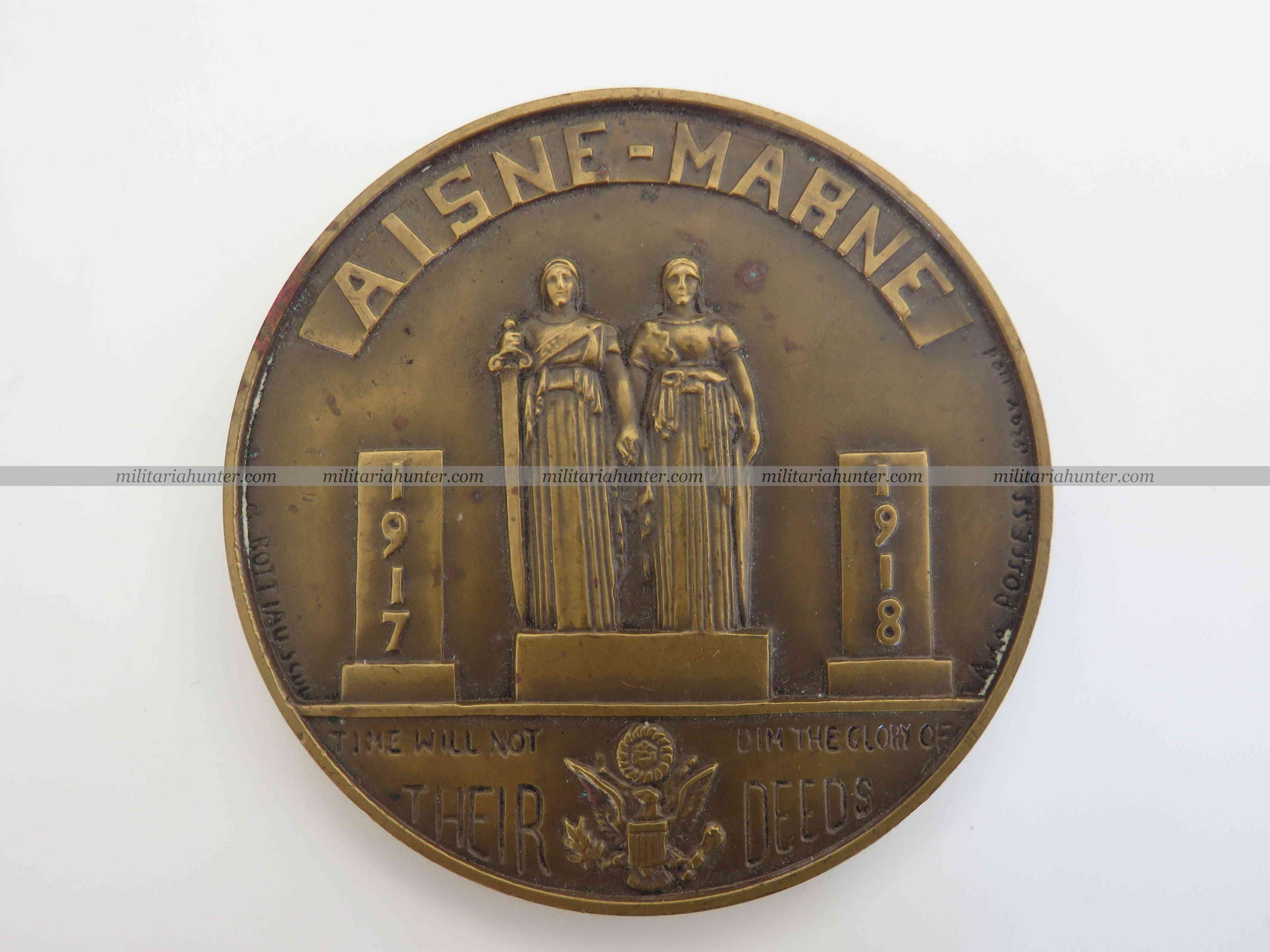 militaria : US ww1 médaille Chateau Thierry côte 304 Aisne Marne 1917 1918