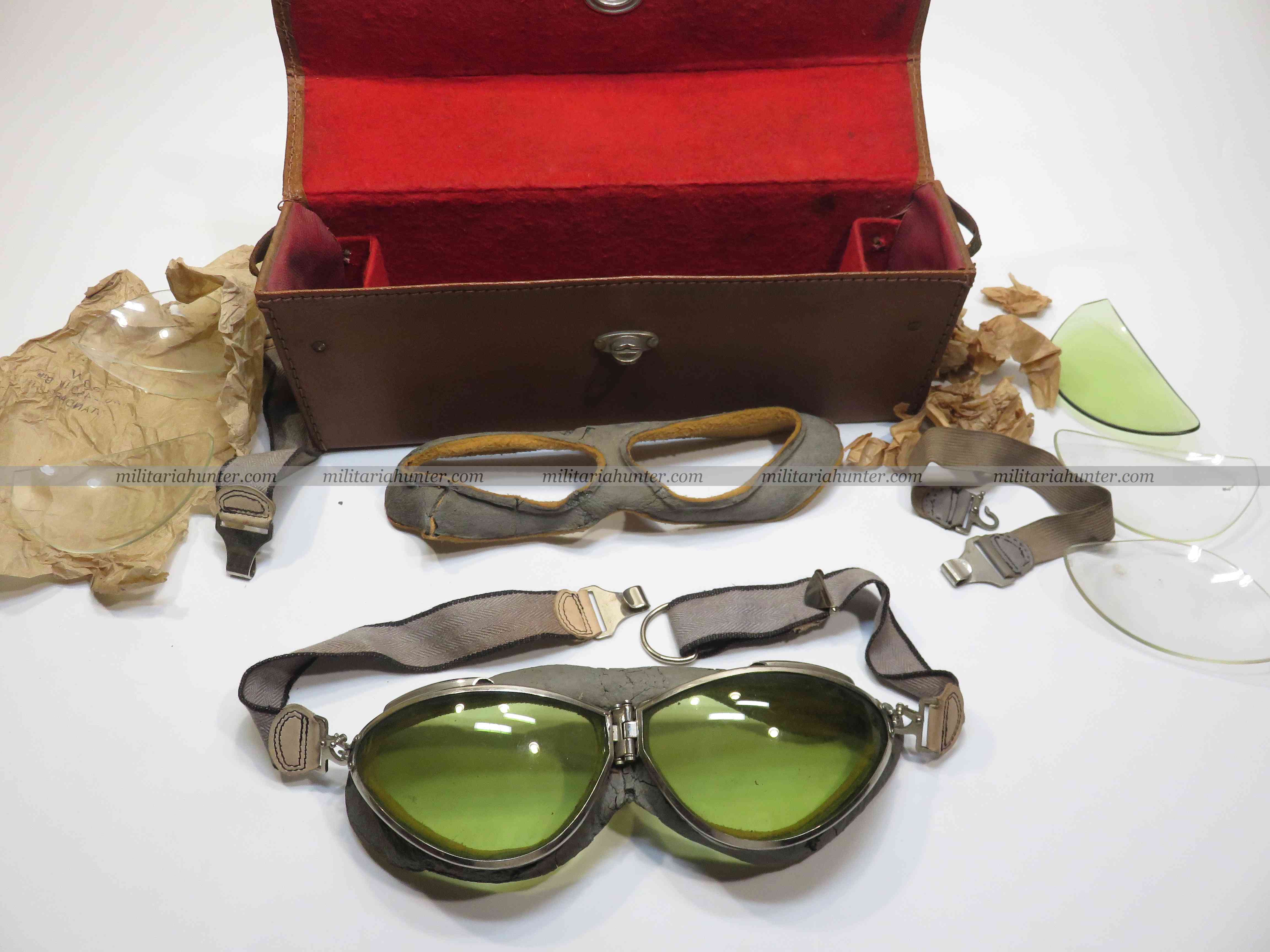 militaria : Lunettes de pilote Aviation France 40 - ww2 french pilot flying goggles