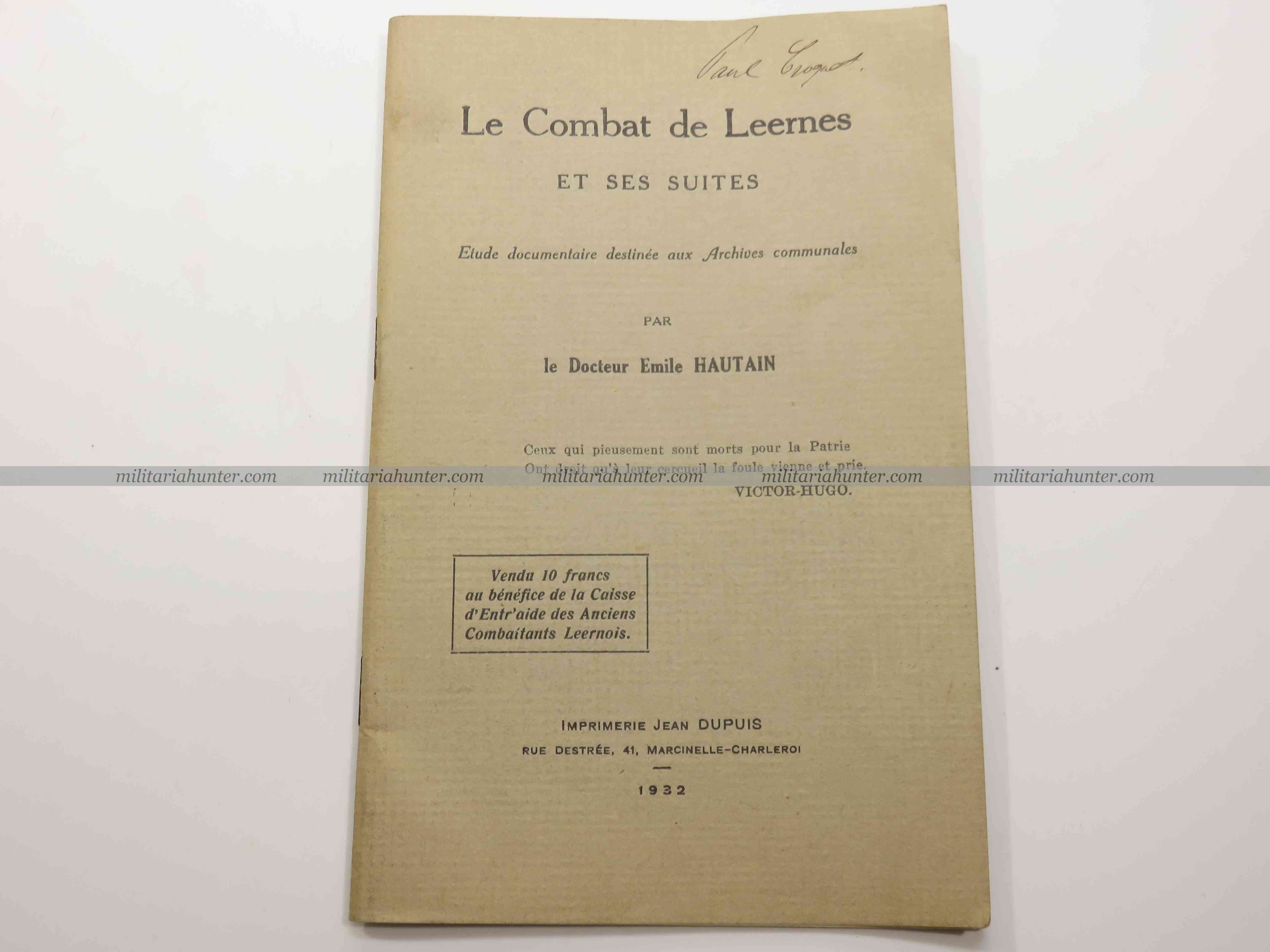 militaria : Belgique ww1 - Livre sur les combats de Leernes en 1914