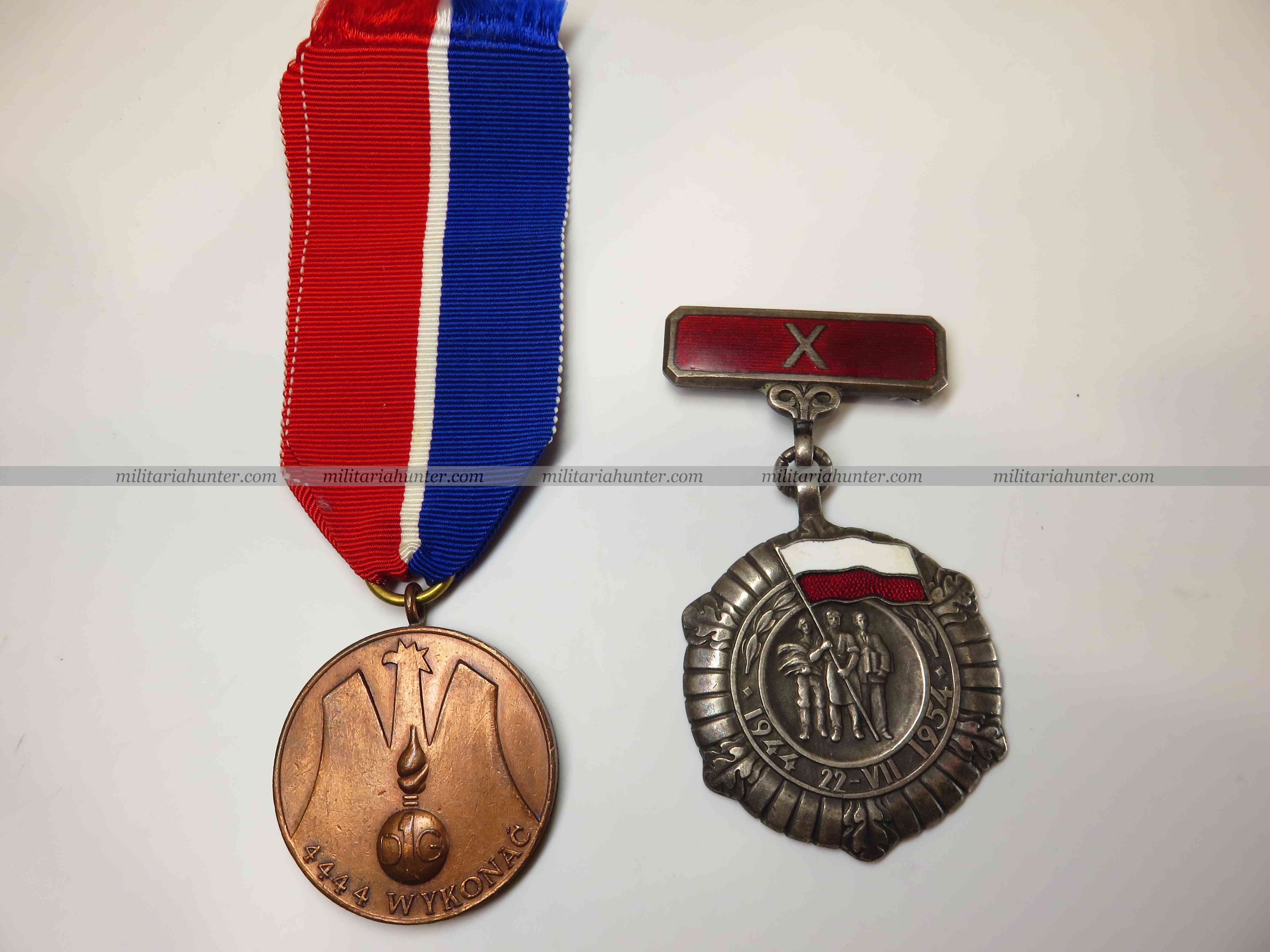 militaria : Pologne - Poland - médaille 1ère division Grenadiers en France et 10 anniversair