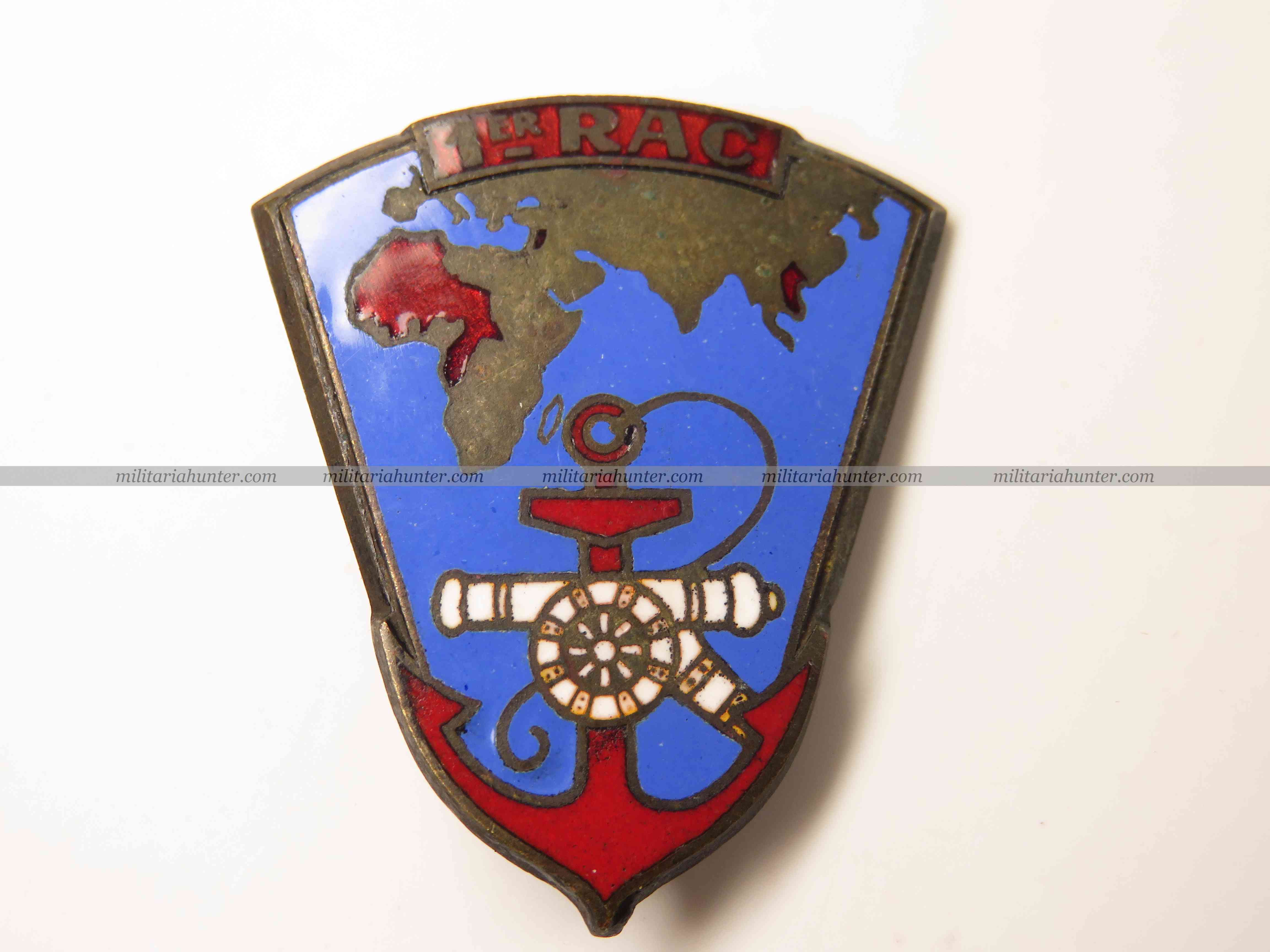 militaria : 39-40 insigne du 1e RAC régiment d'artillerie colonial