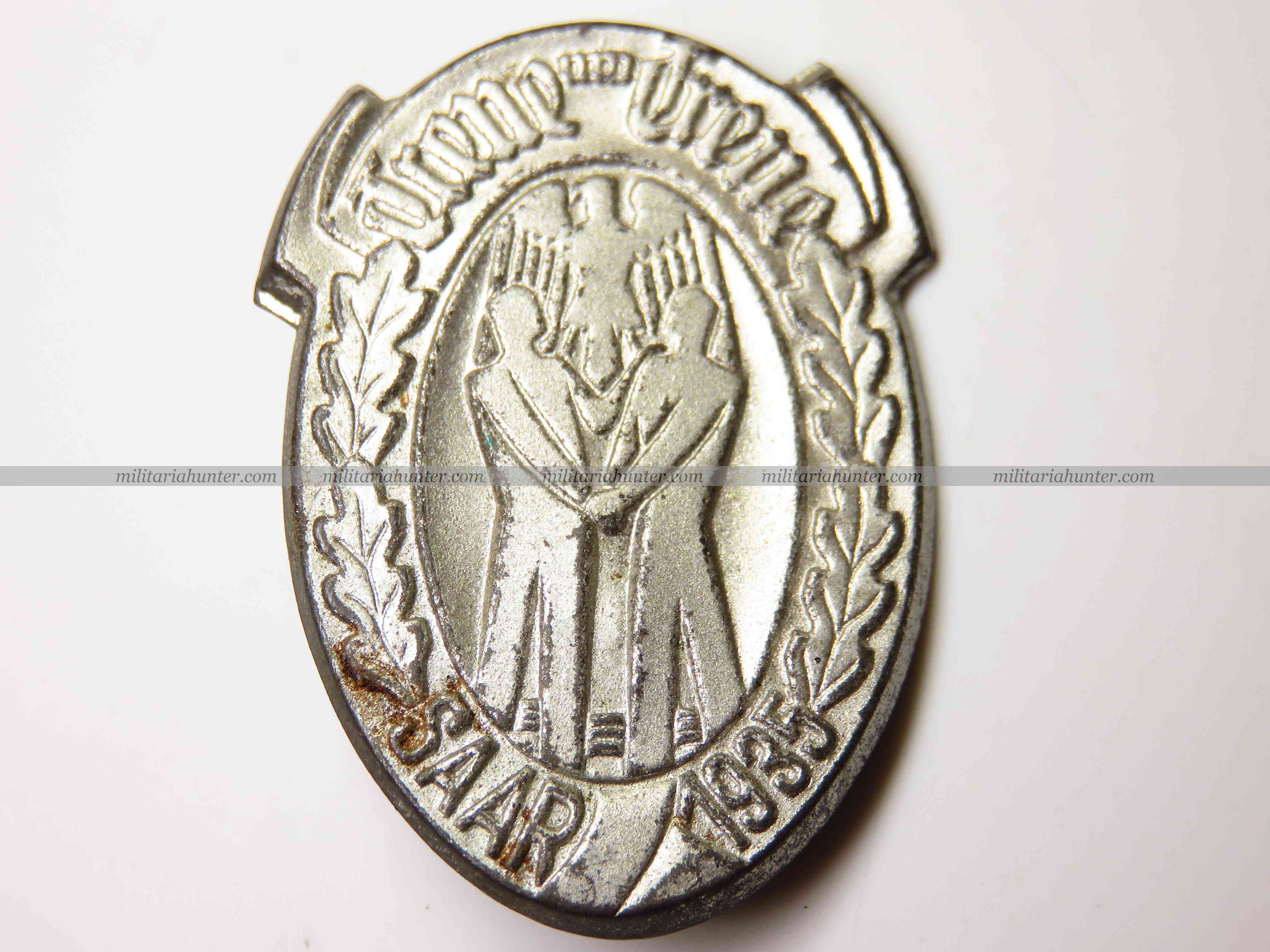 militaria : Germany 1935 Saar badge - badge de la Sarre 1935 - Saar Abzeichen