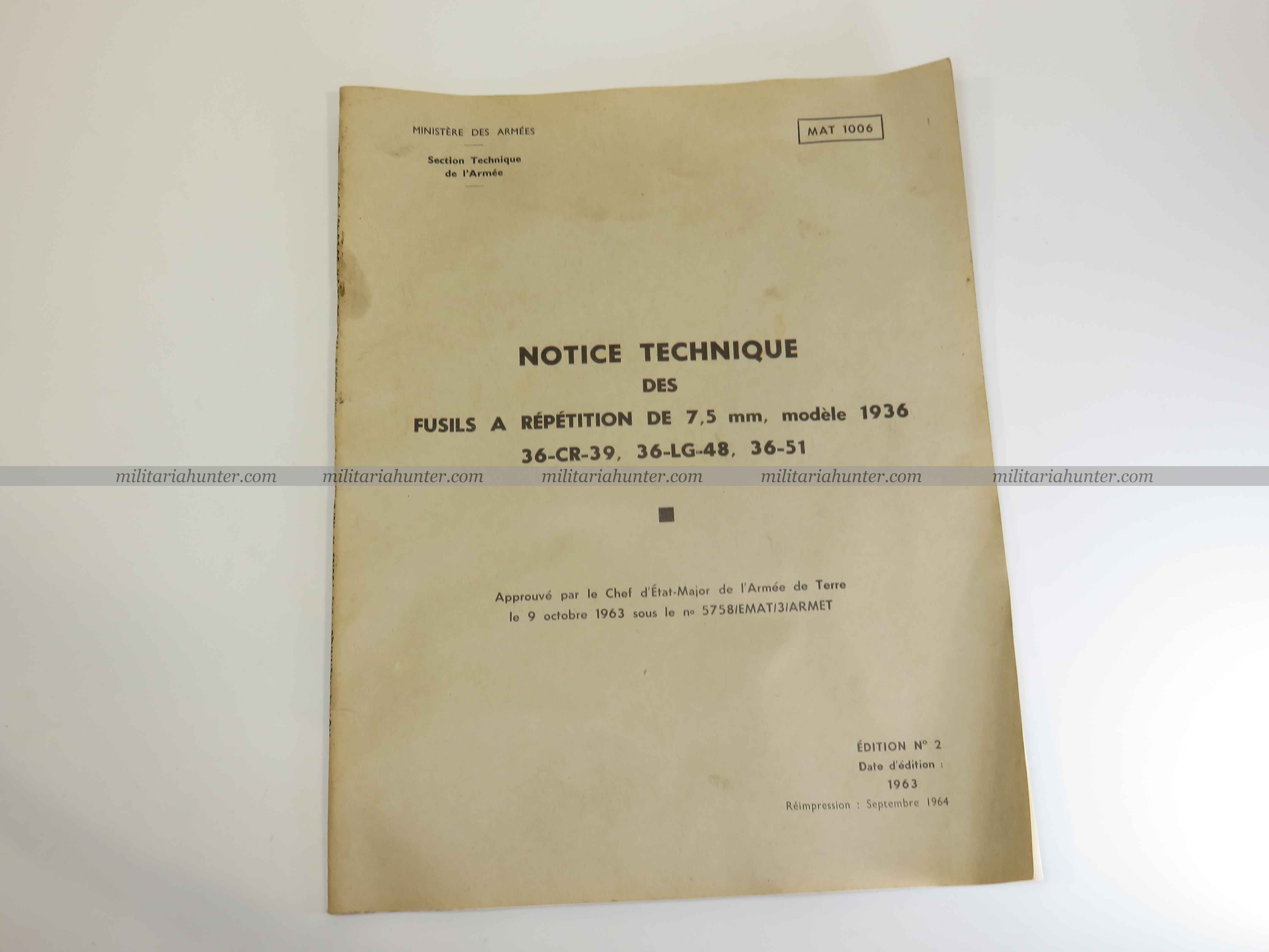 militaria : Notice technique MAS 36, 36 CR39, 36 LG48 et 36-51 edition 1963