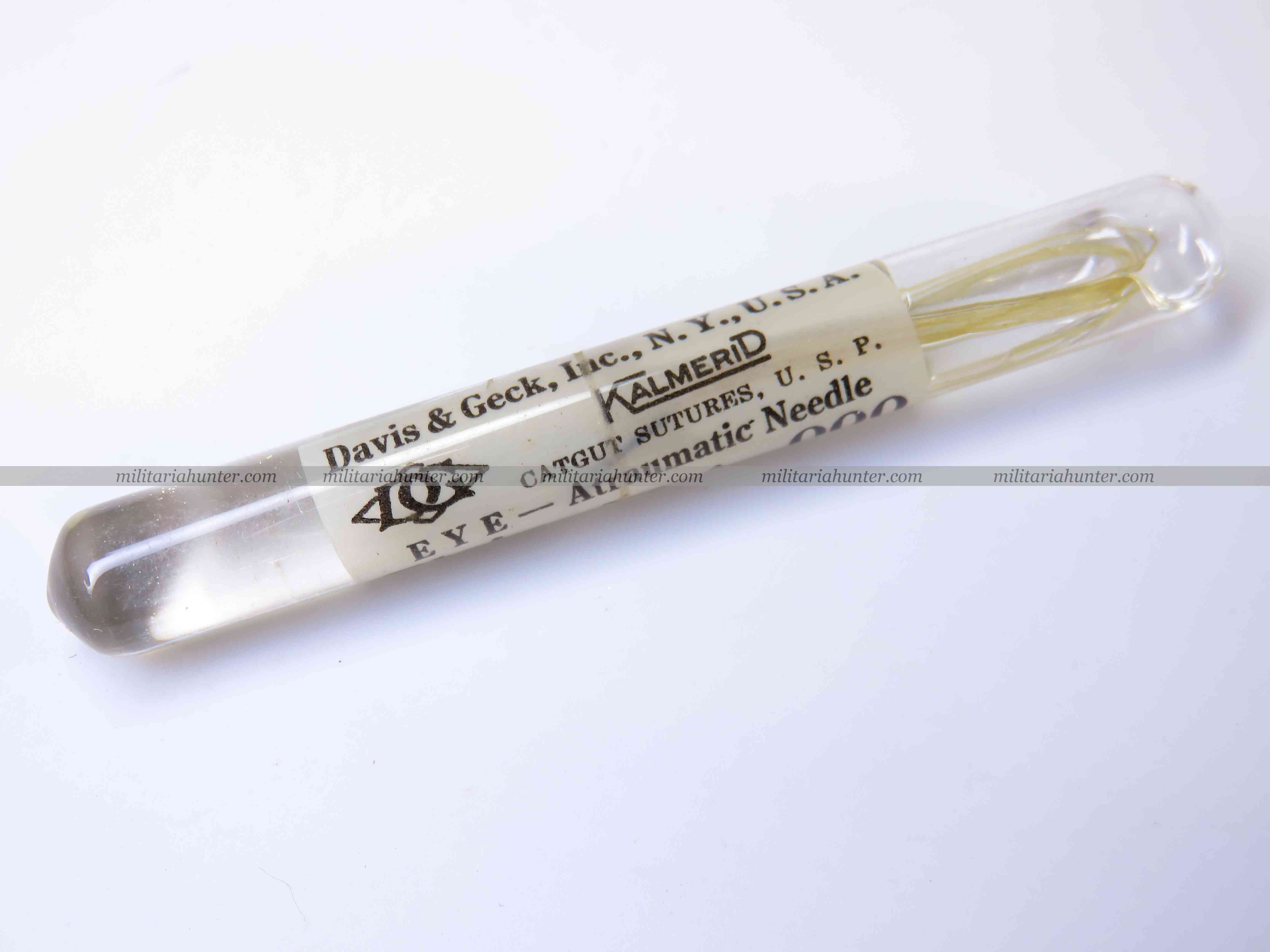 militaria : US ww2 kit de suture dans ampoule en verre stérile