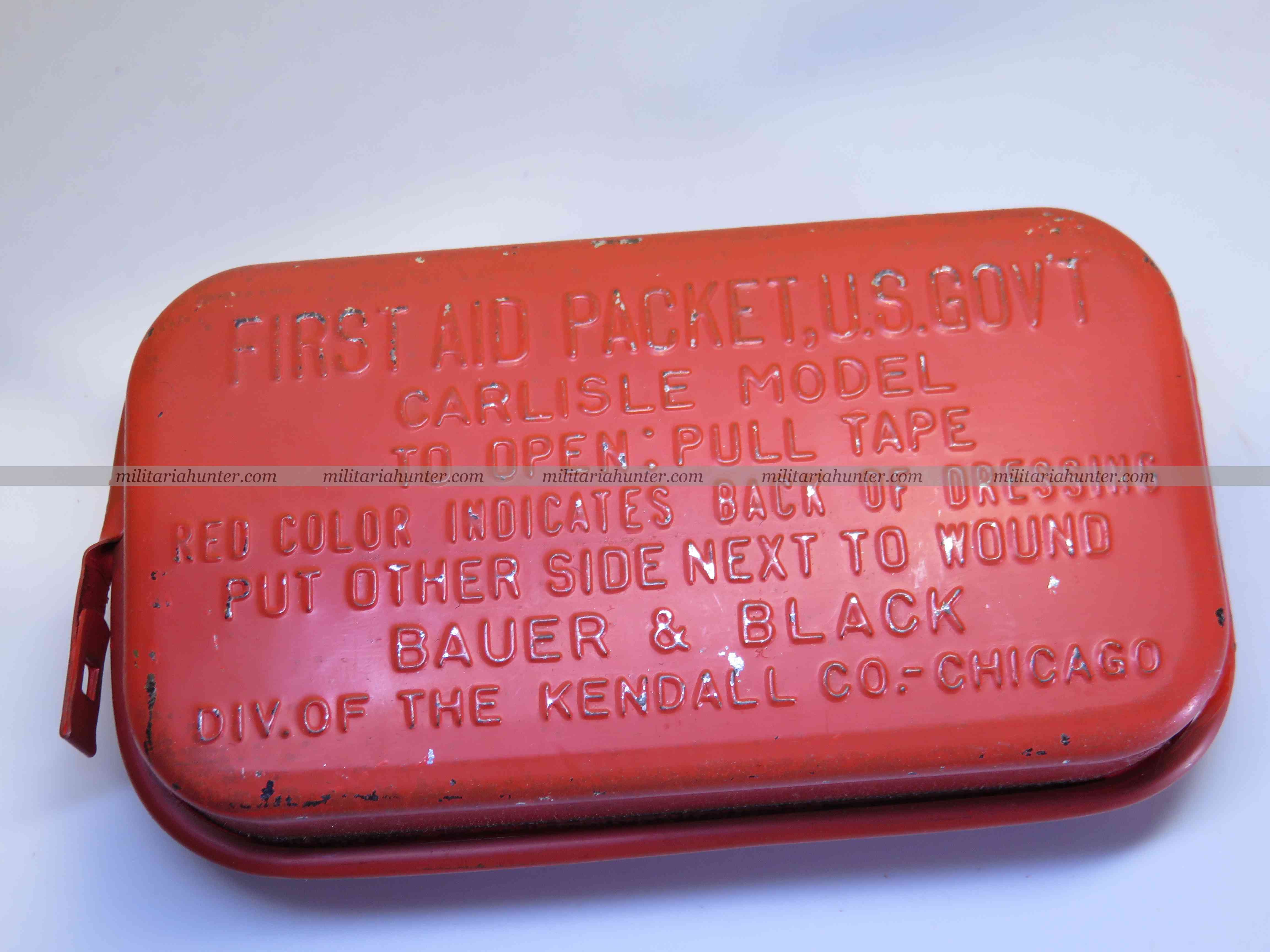 militaria : US ww2 First aid Bauer red unopened - pansement US rouge Bauer
