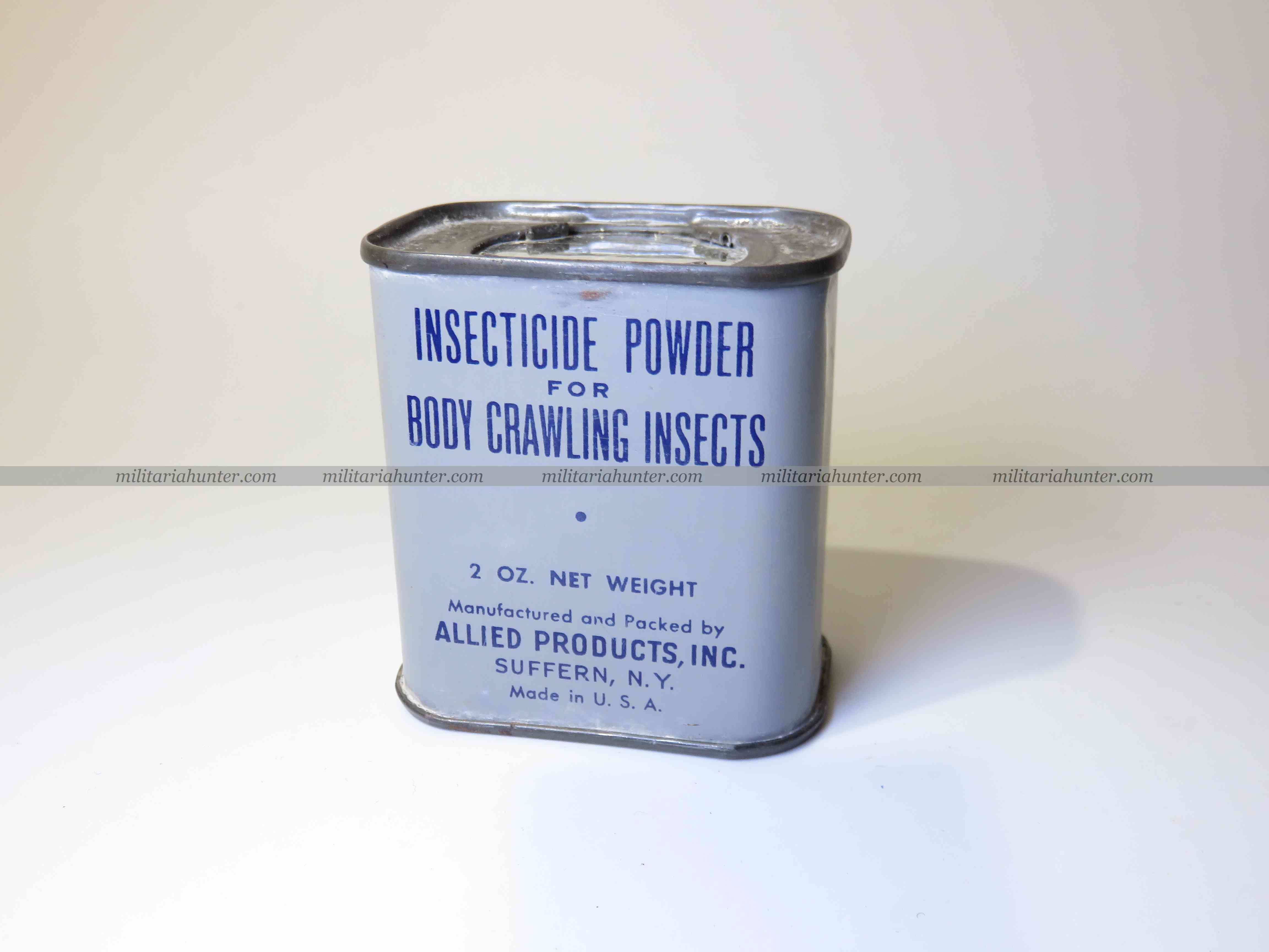 militaria : US ww2 Insecticide pot de poudre d'épouillage, boîte grise