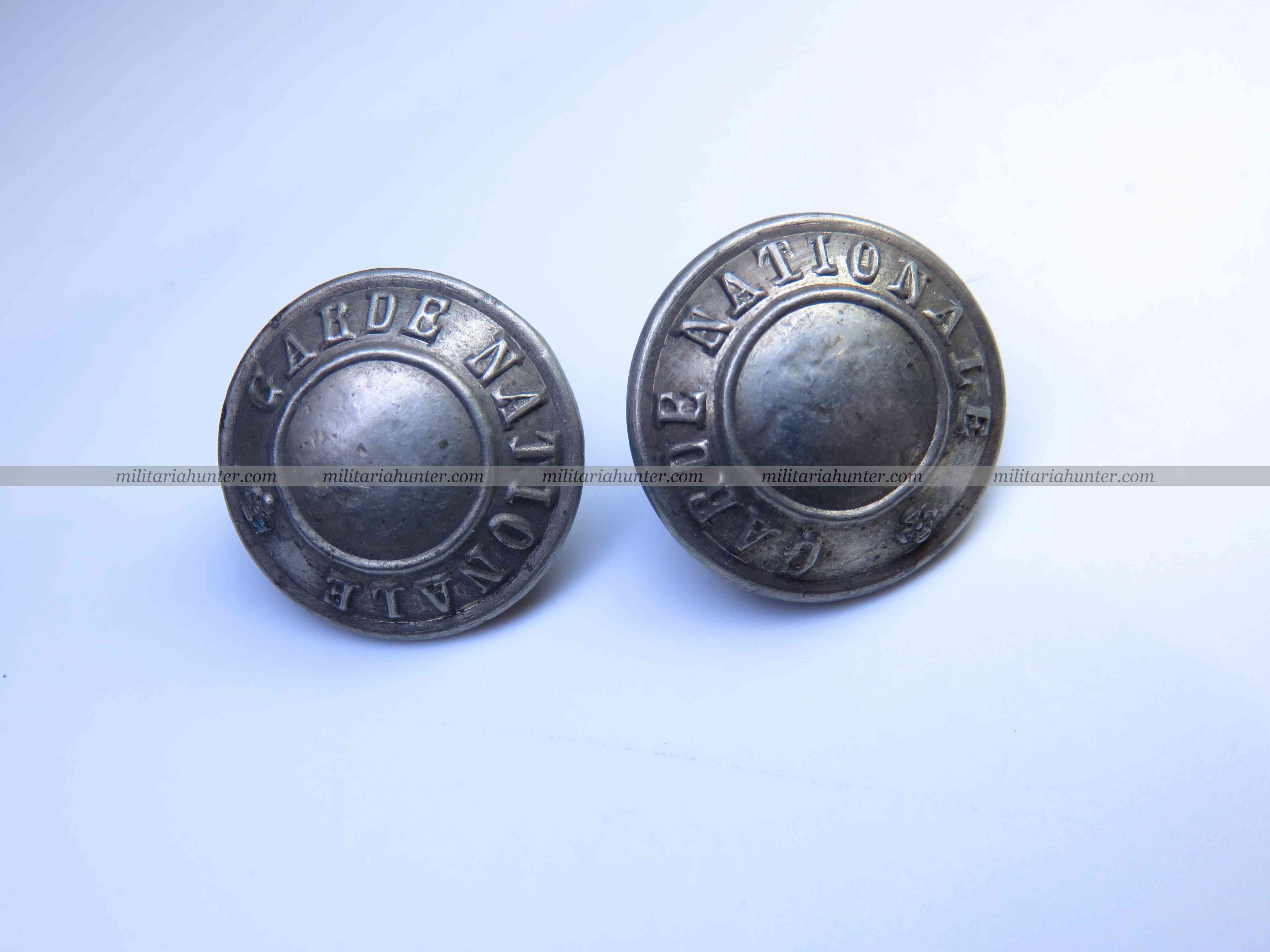 militaria : Lot de 2 boutons Garde Nationale 1870-1871 petit module