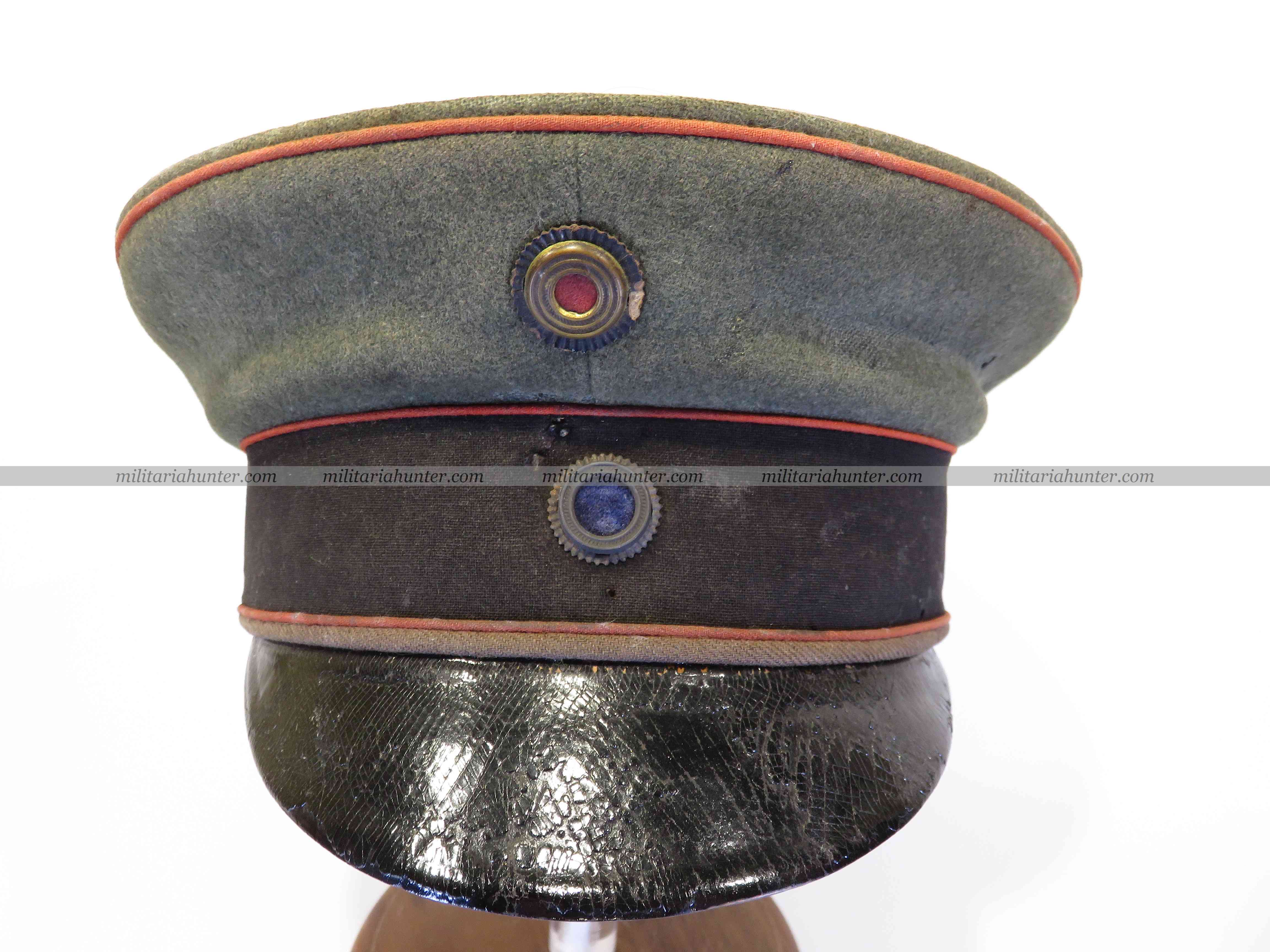 militaria : ww1 bavarian visor cap field grey artillery pionier minenwerfer