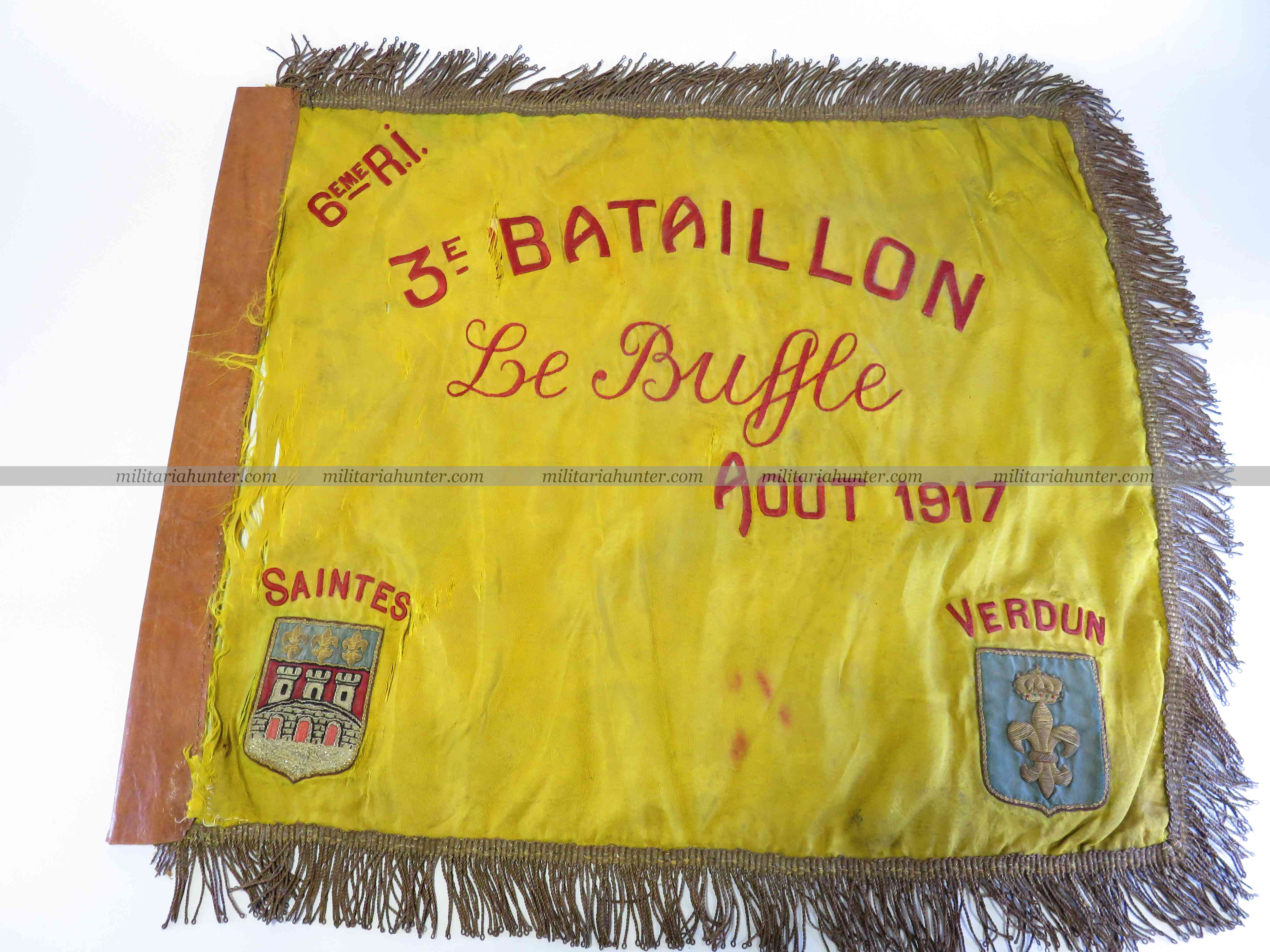 militaria : ww1 french battalion flag VERDUN 1917 - fanion de bataillon du 6e RI