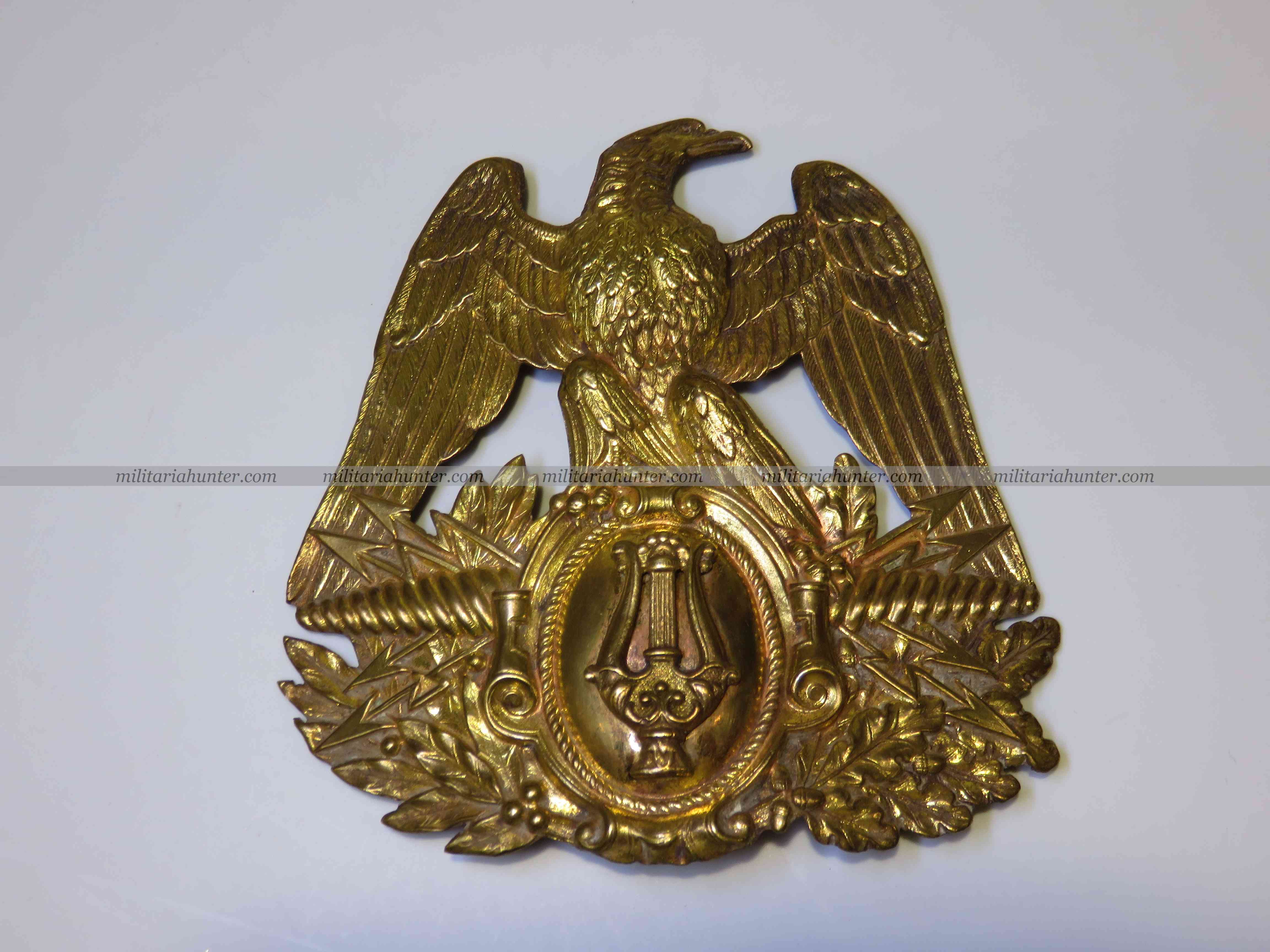 militaria : Plaque de shako modèle 1852 de Musicien - Présidence - 2nd Empire