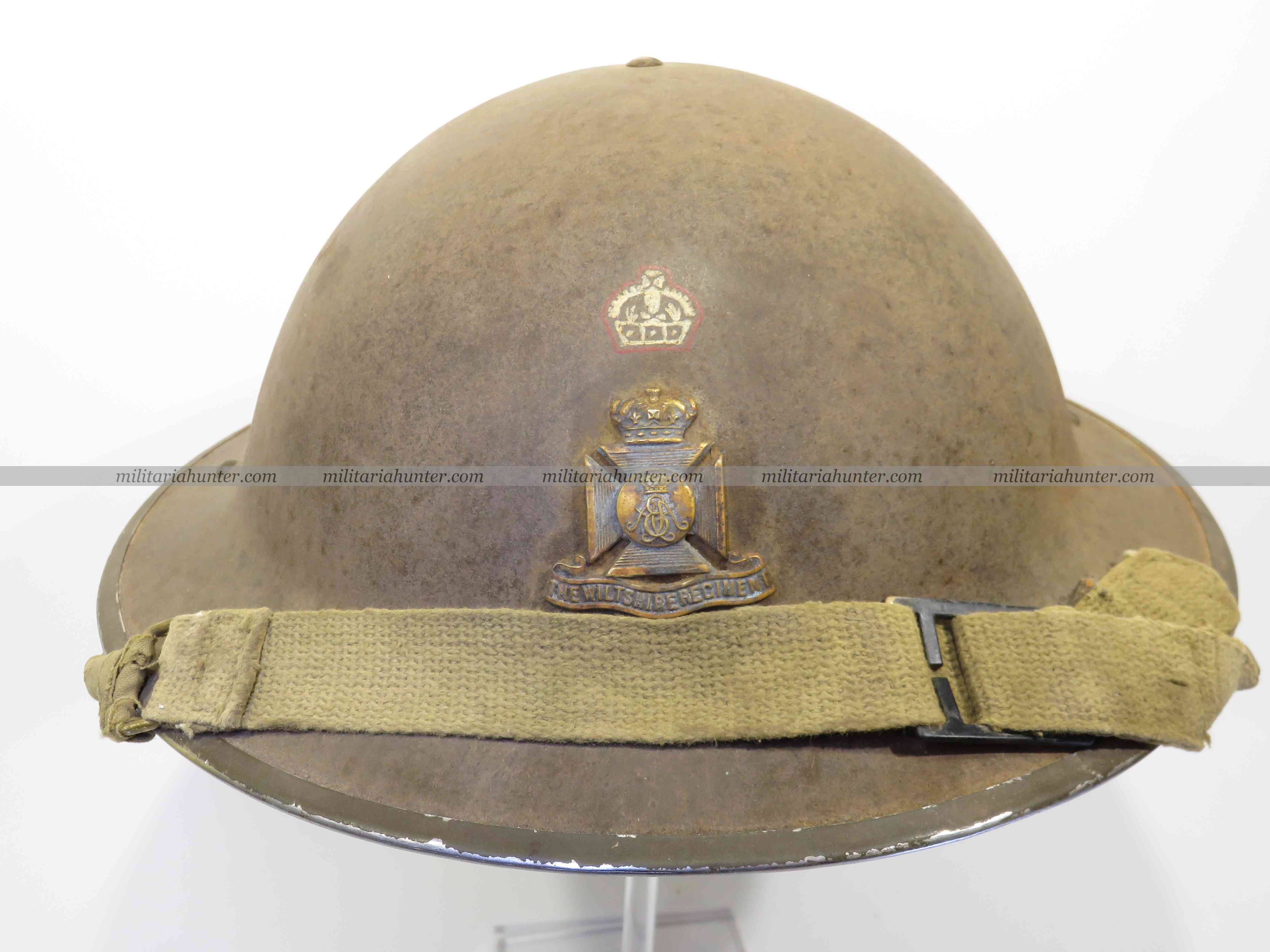 militaria : WW2 Wiltshire Regiment Major helmet - casque d'un Major du Wiltshire Regiment