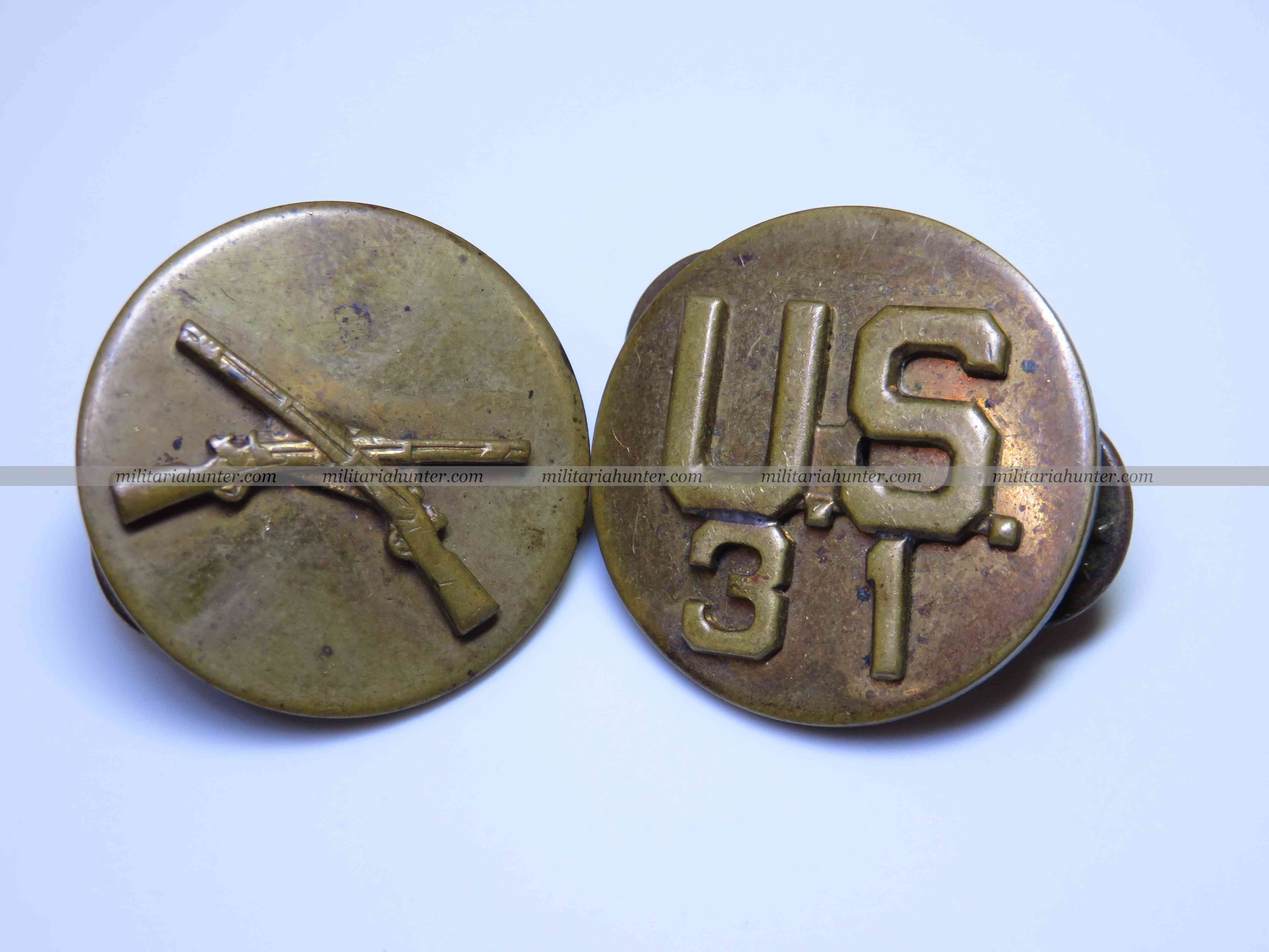 militaria : Paire de collar disk US 31th infantry regiment - type IIIB