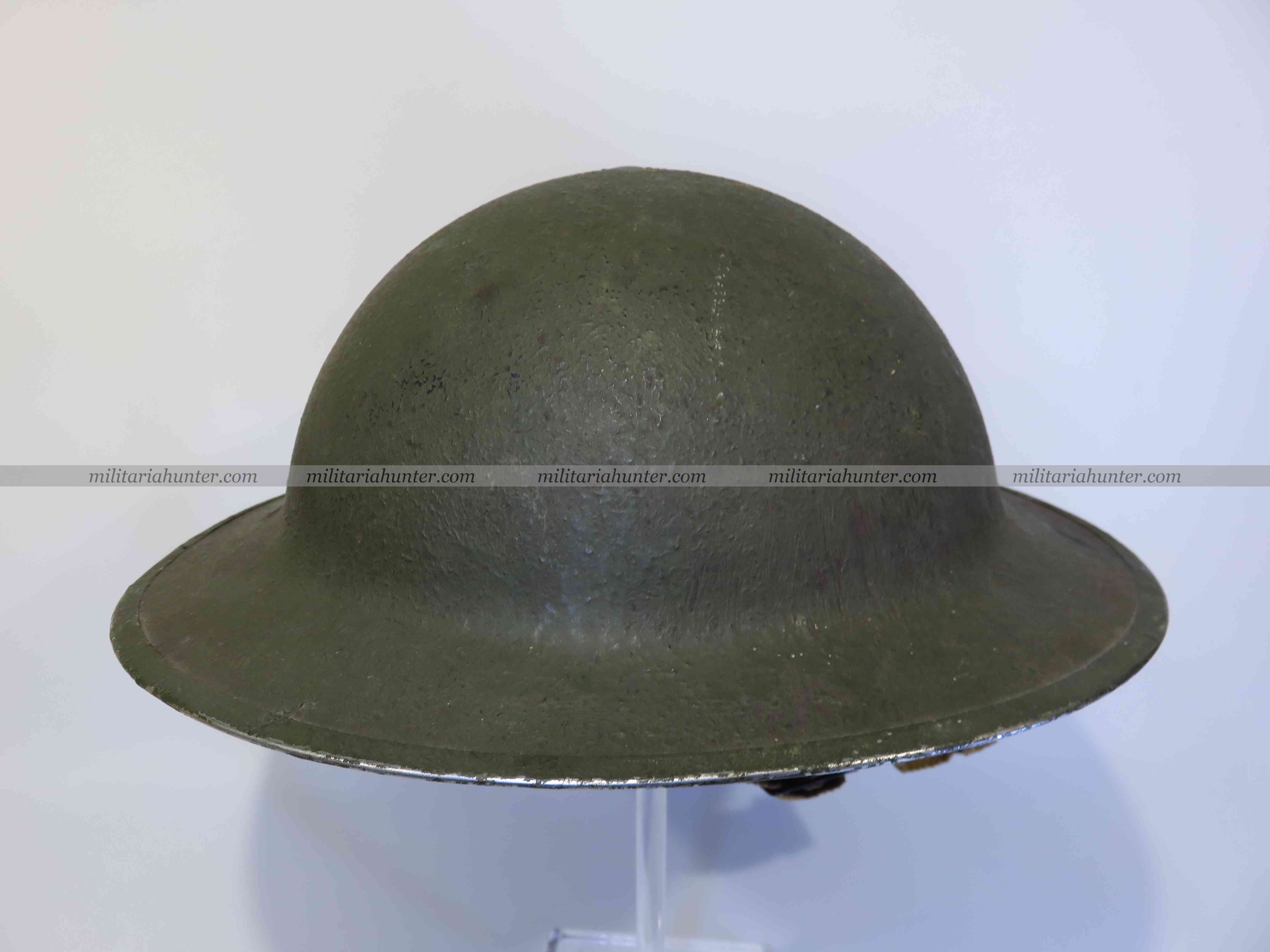 militaria : ww2 South African MkII helmet 1939 US green paint 6th Armoured Italy