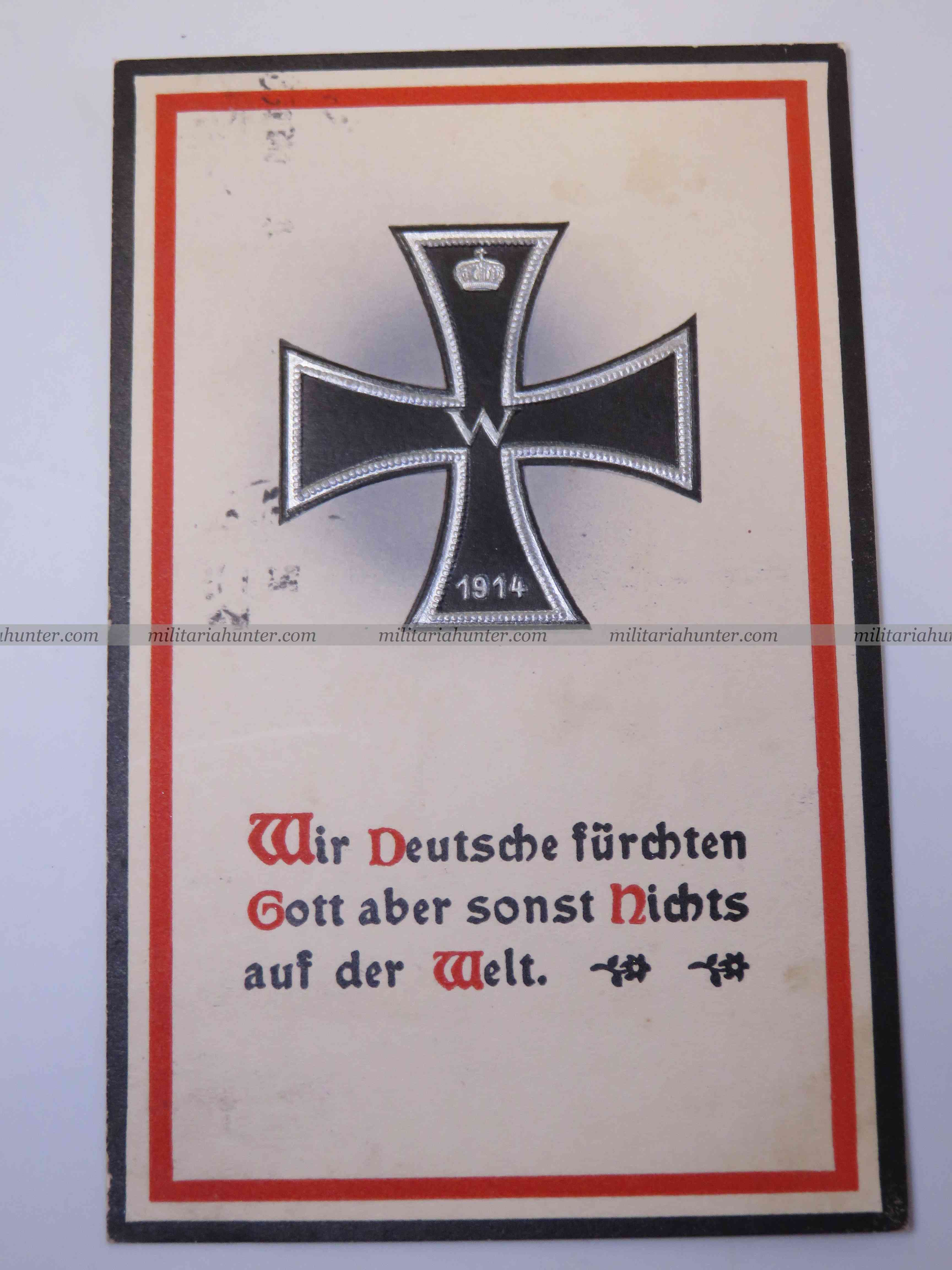 Militaria Hunter   Achat Vente Estimation Militaria ww1 ww2 Carte postale patriotique Croix de Fer - Iron Cross postcard