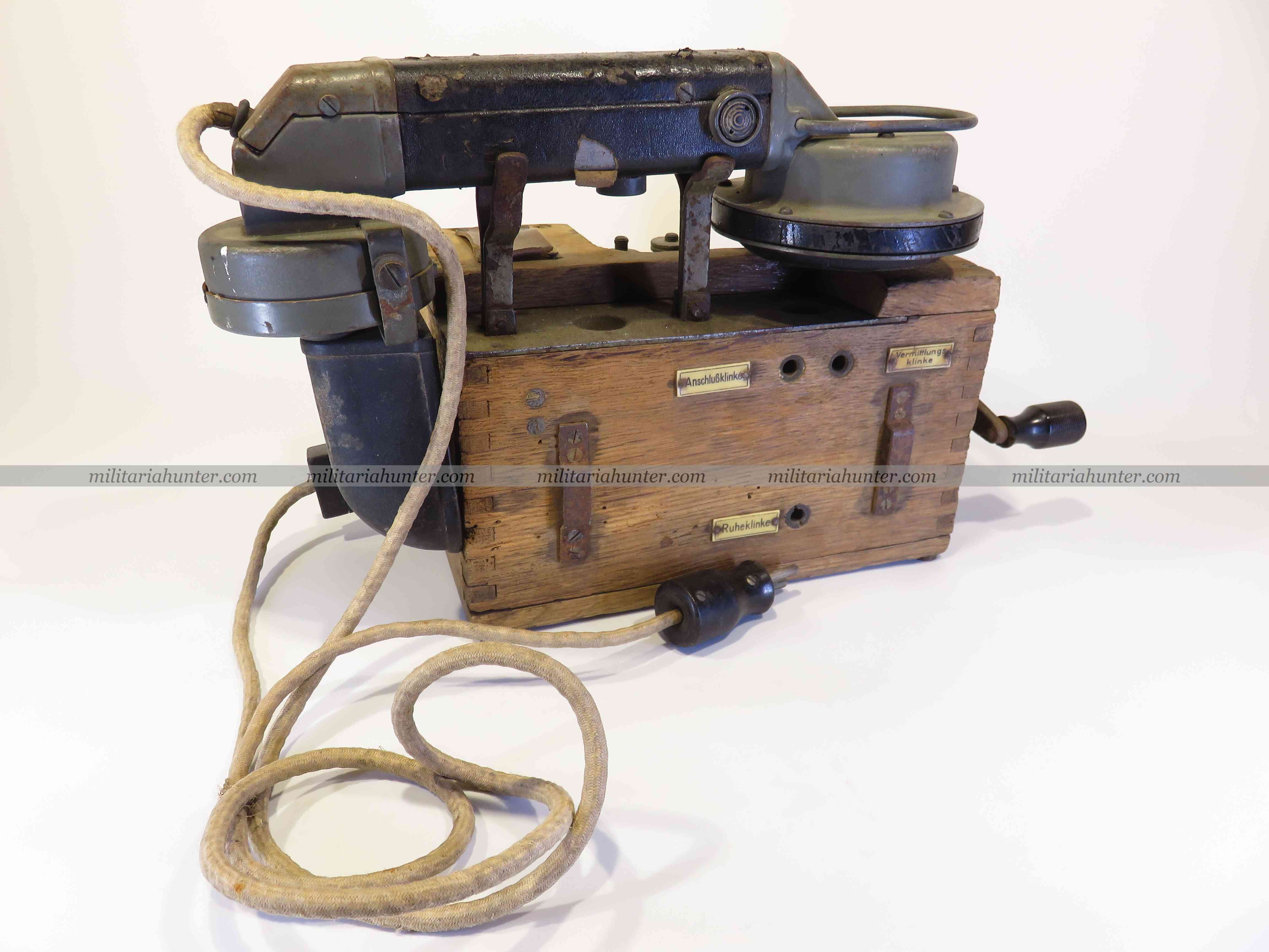 militaria : Zusatzkasten - boîtier téléphonique avec combiné - ww1 german field phone