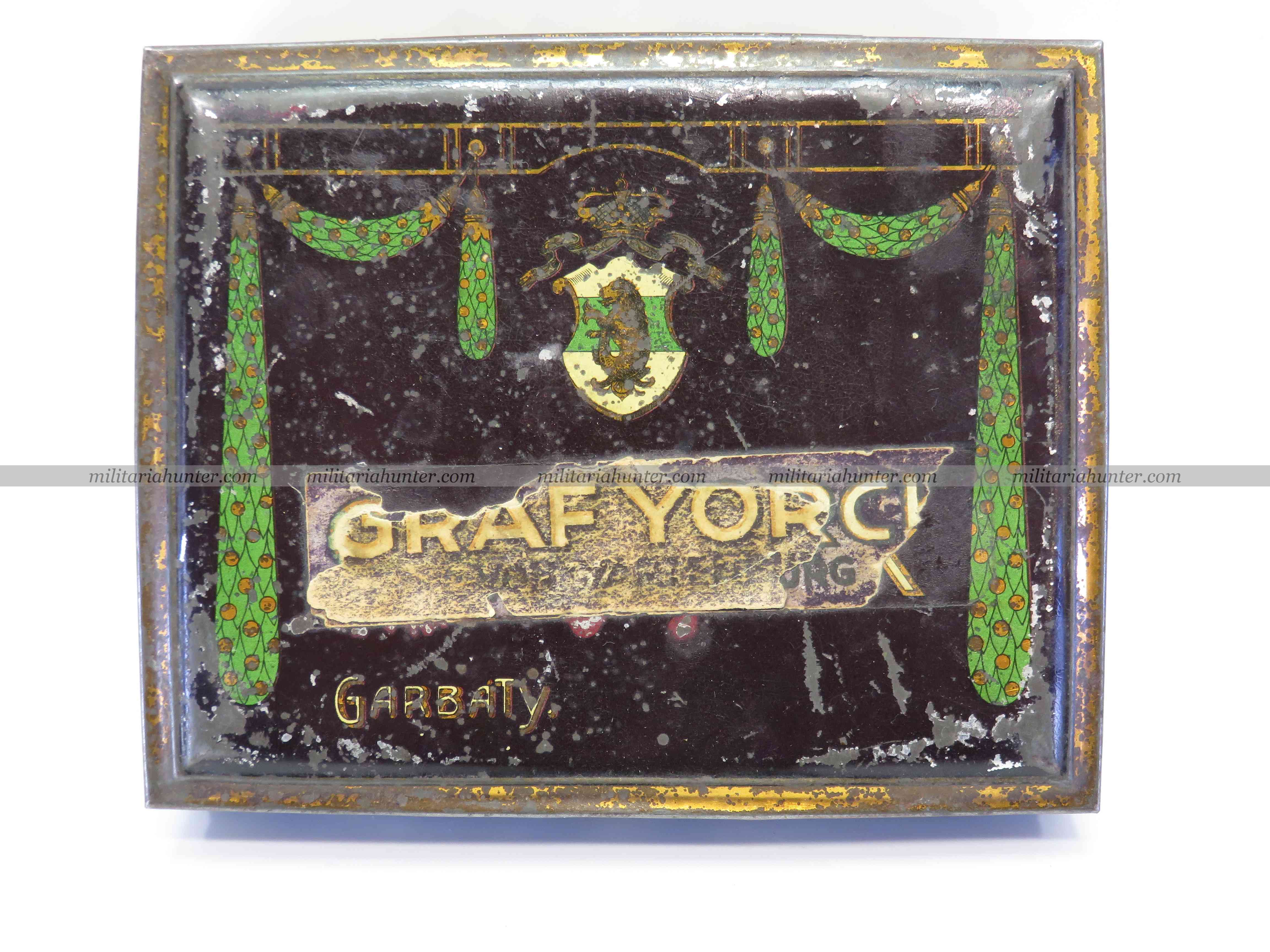 militaria : ww1 german Garbaty Graf York cigarettes box - boîte Graf York
