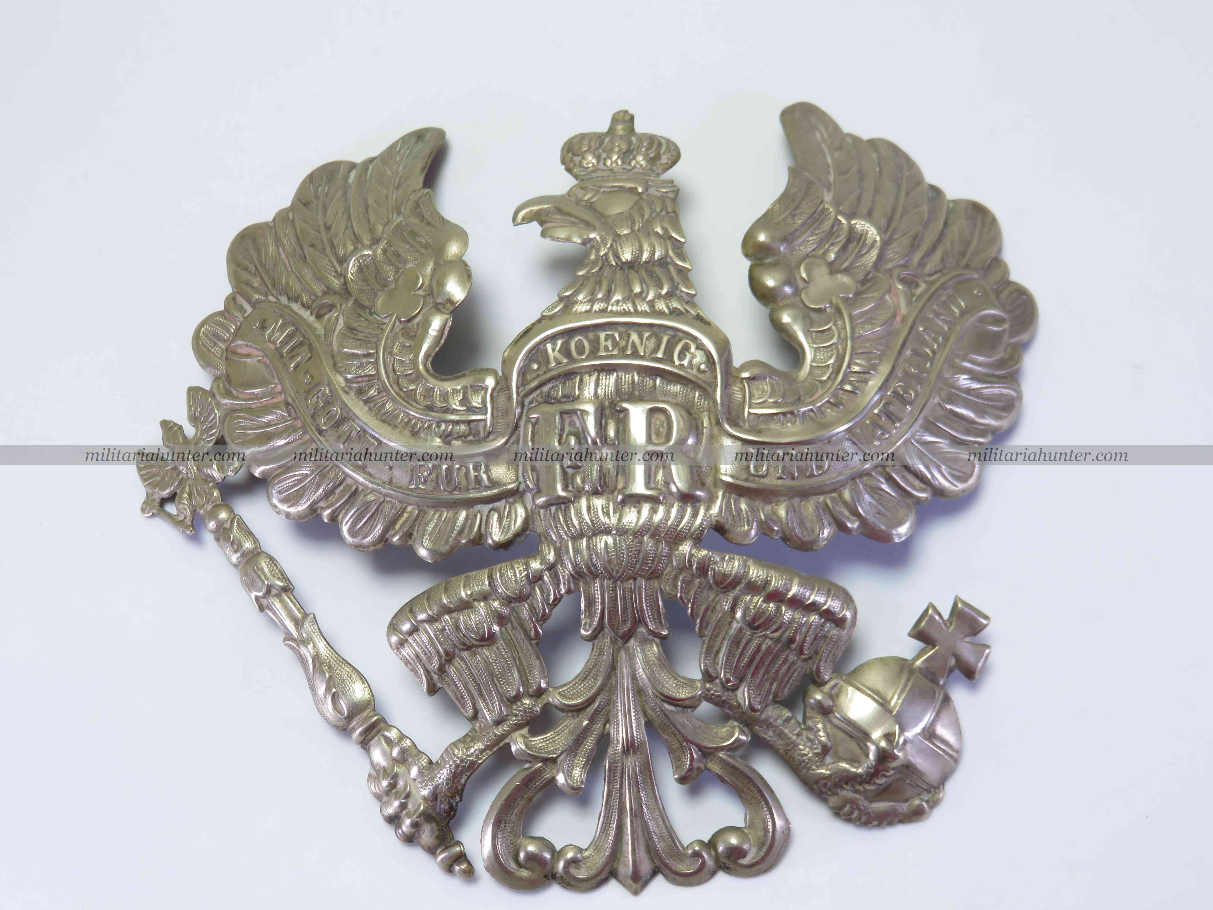 militaria : Plaque de casque à pointe de Pionnier prussien M1895