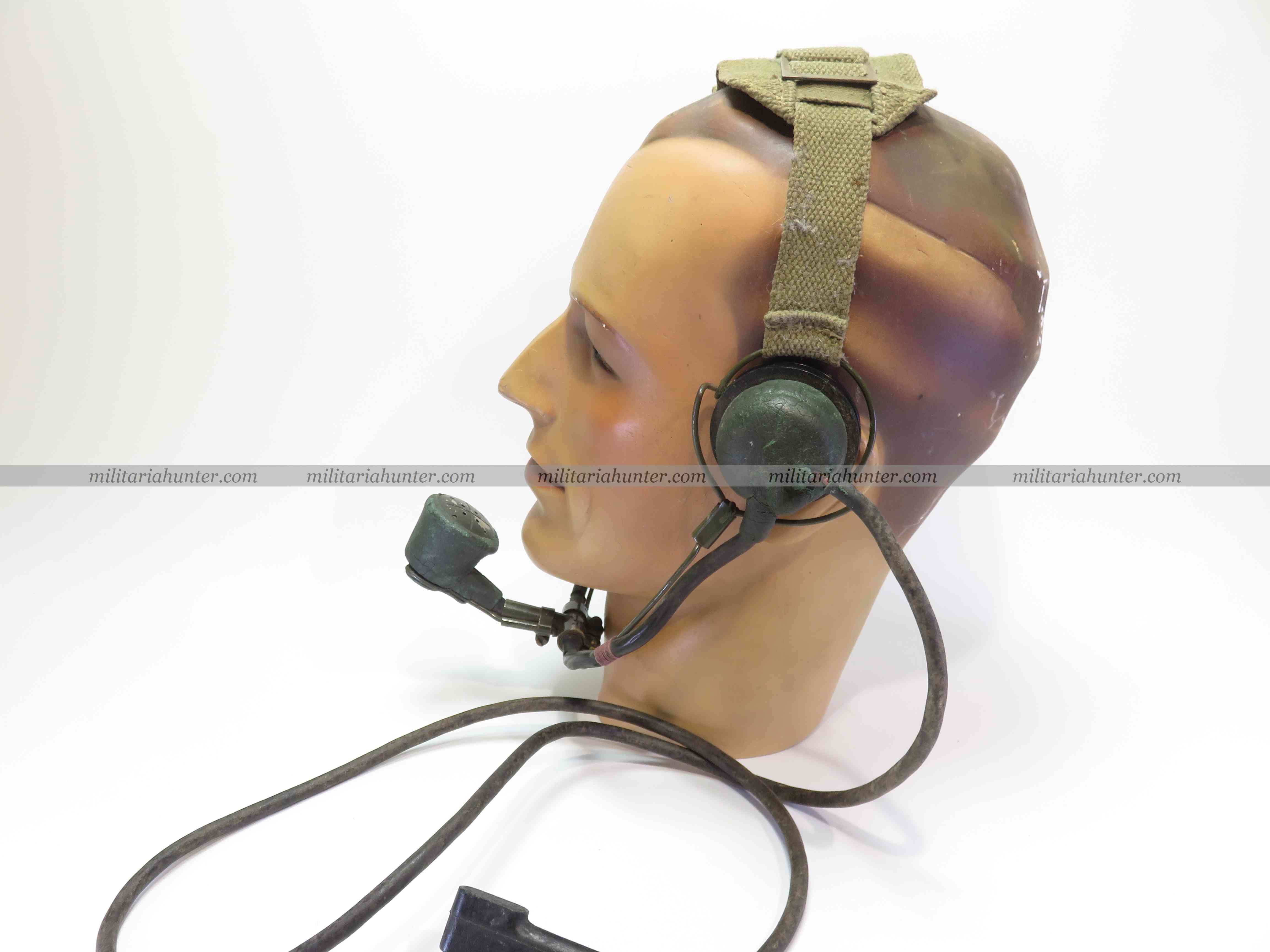 militaria : WW2 british radio microphone headset - casque micro radio anglais ww2