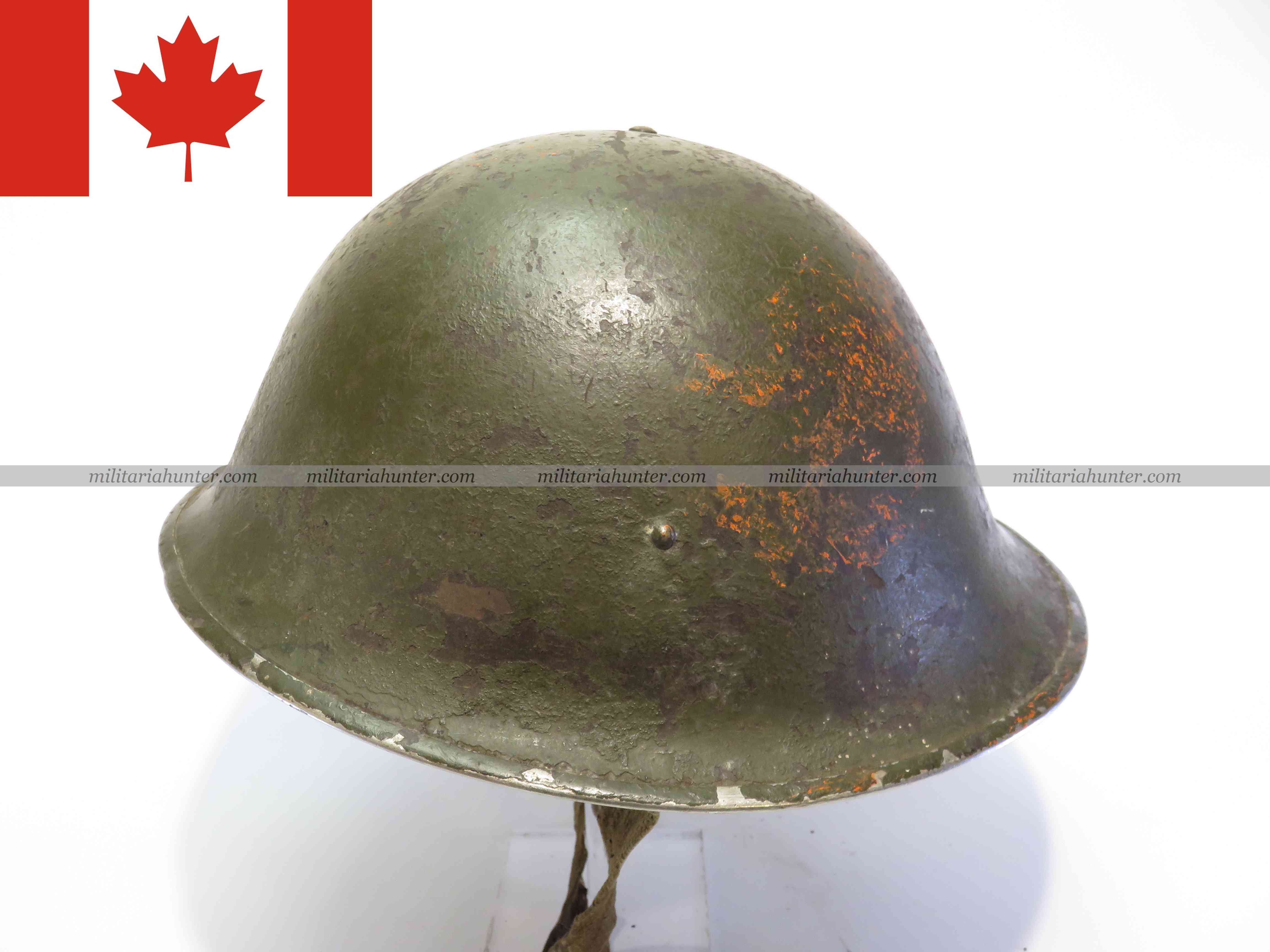 militaria : WW2 Canada casque MkIII Tortue avec peinture détection vésicants