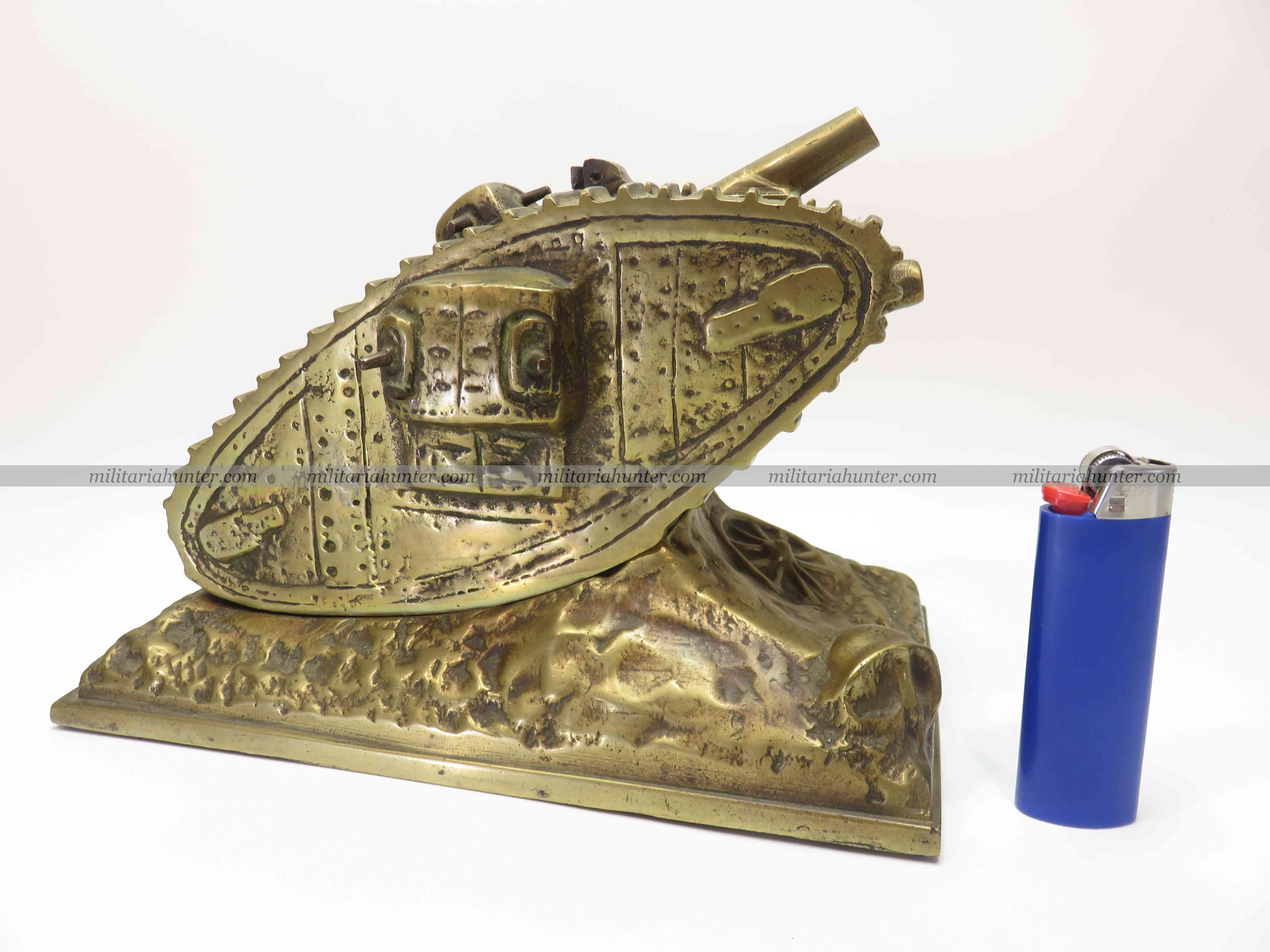 militaria : WW1 british tank bronze inkwell - encrier en bronze char anglais