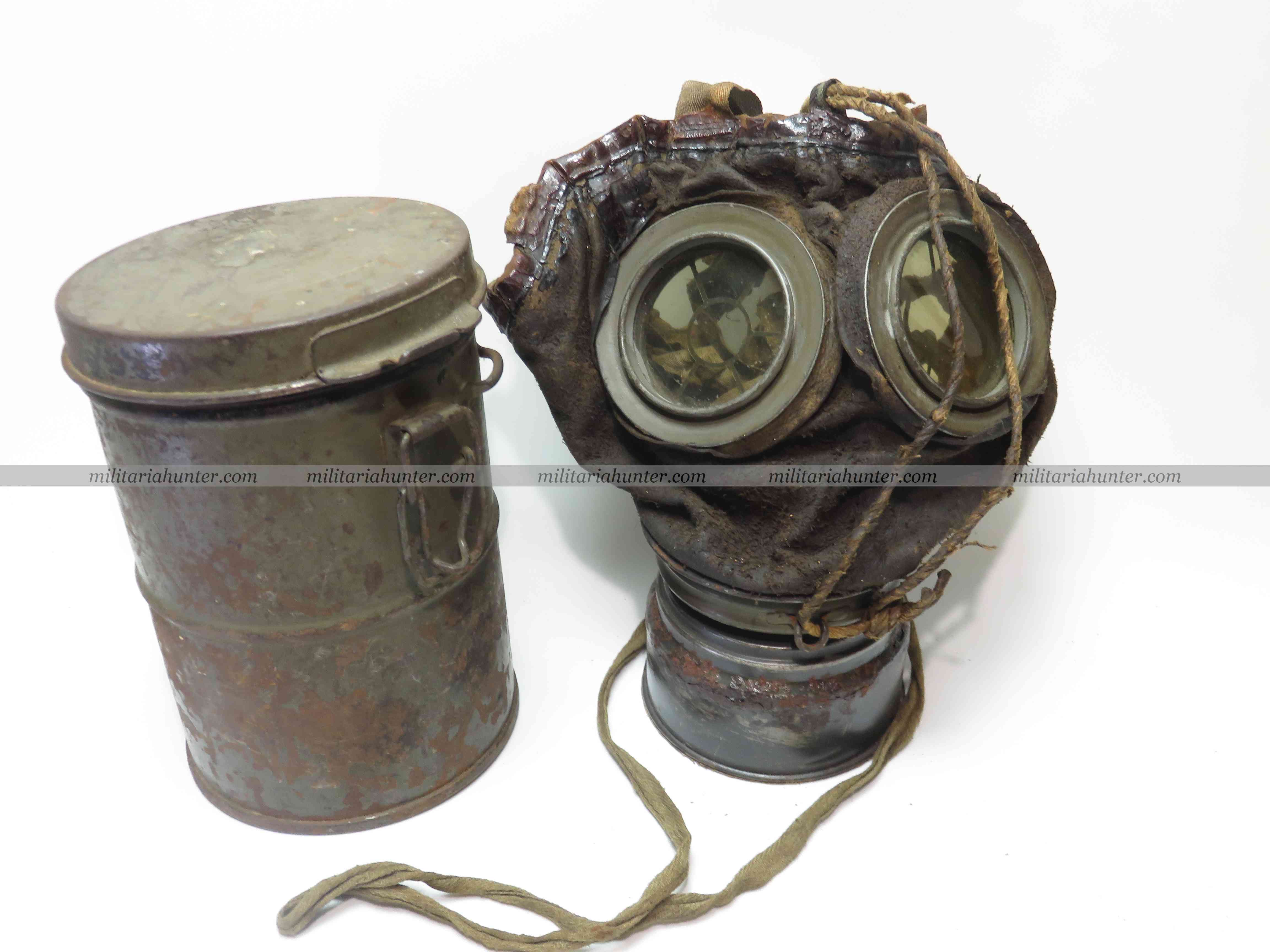 militaria : ww1 german gas mask - Lederschutzmask régimenté JR117 hessois