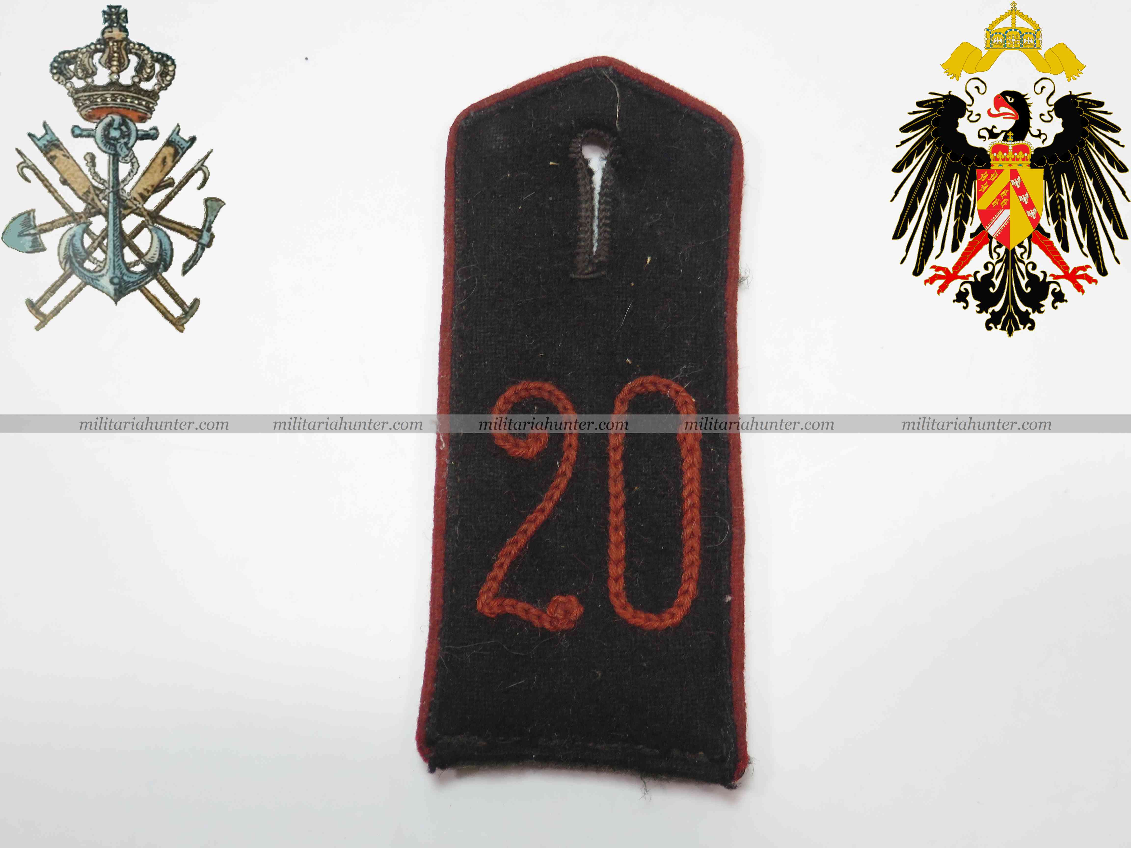 militaria : Patte d'épaule M1915 Pionier Bataillon Nr 20 de Metz