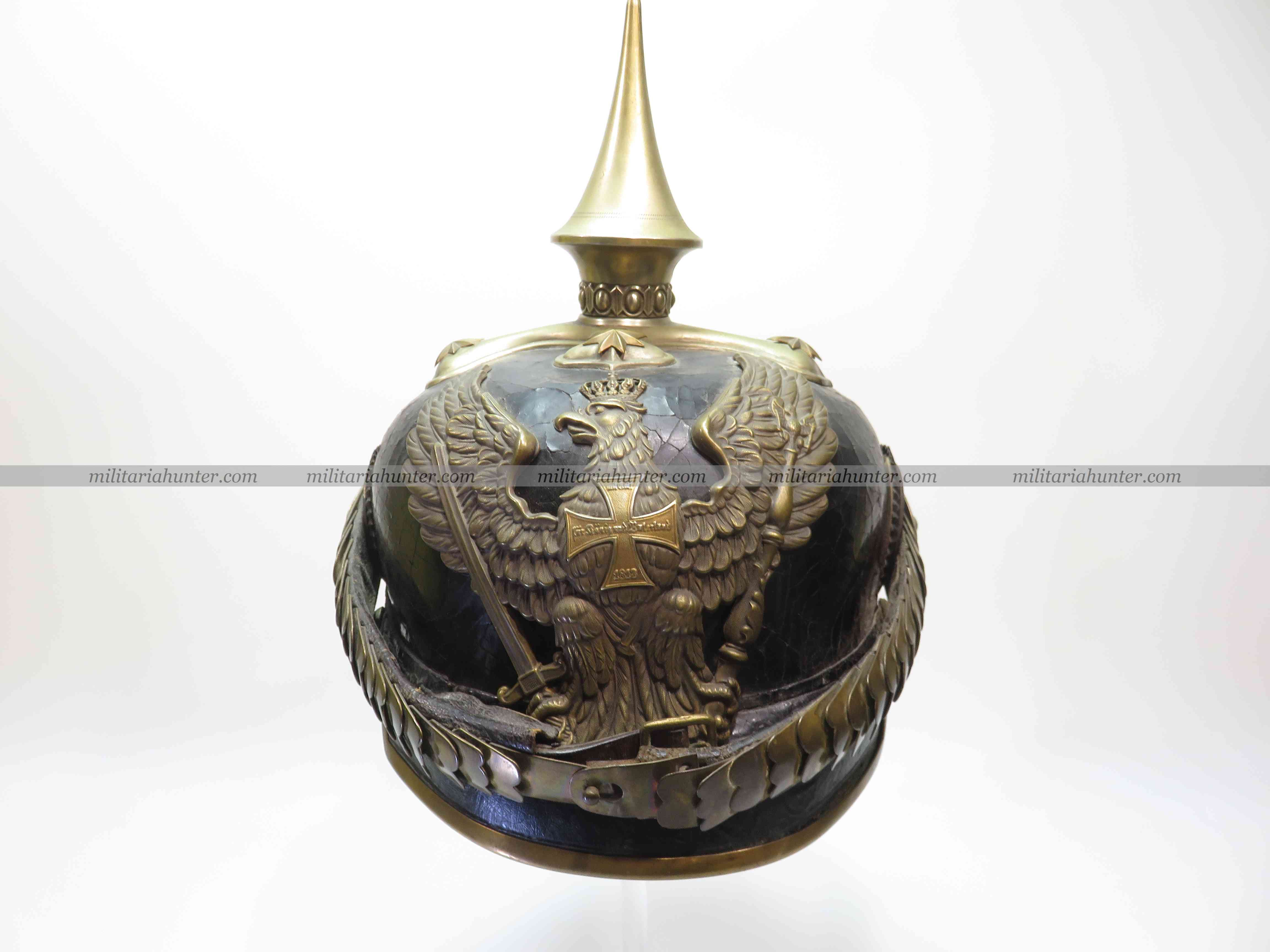 militaria : Casque à pointe officier de réserve Dragon - Reserve Dragoner Offizier Pickelhau
