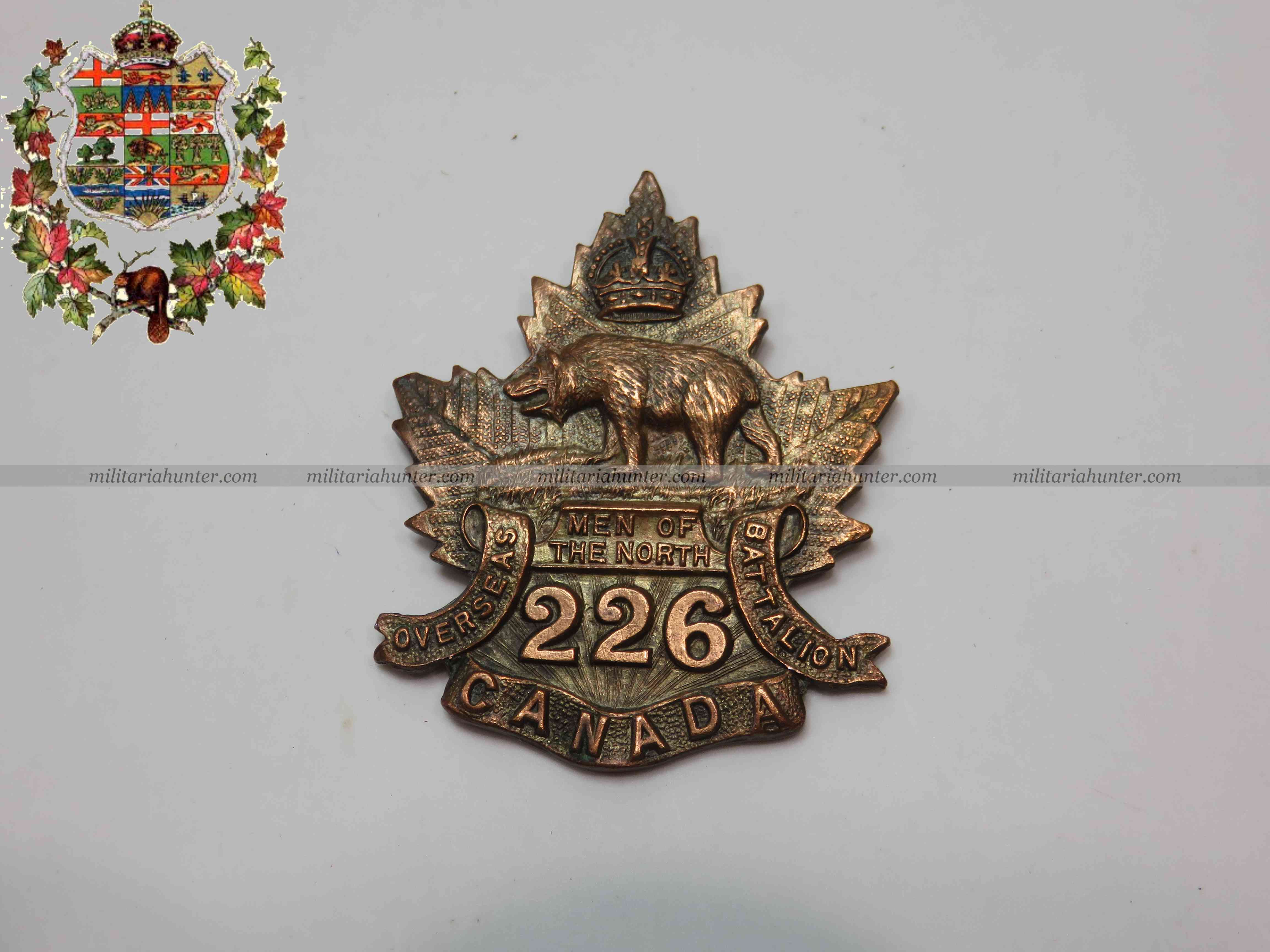 militaria : Canada ww1 226th Battalion Men of the North cap badge draft 16th Bat.