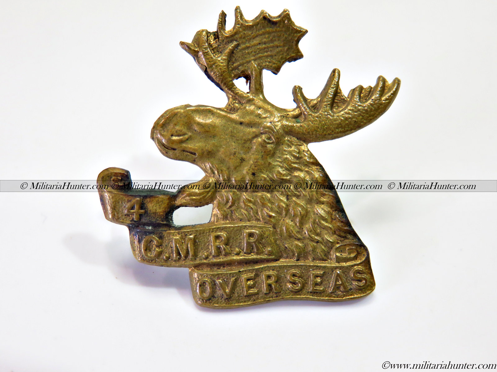 militaria : ww1 CEF 4th Canadian Mounted Rifles collar badge