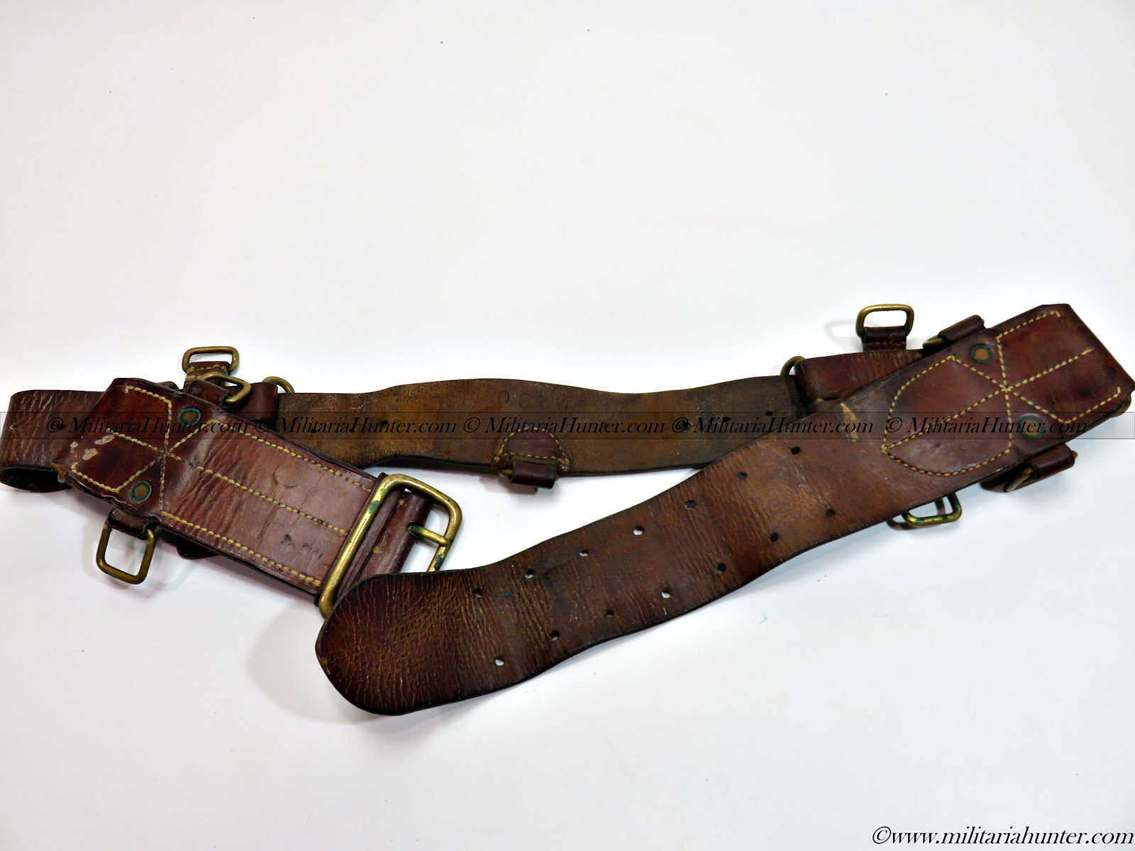 militaria : ww1 Canadian leather belt pattern 1916 73rd Batt KIA at Carency