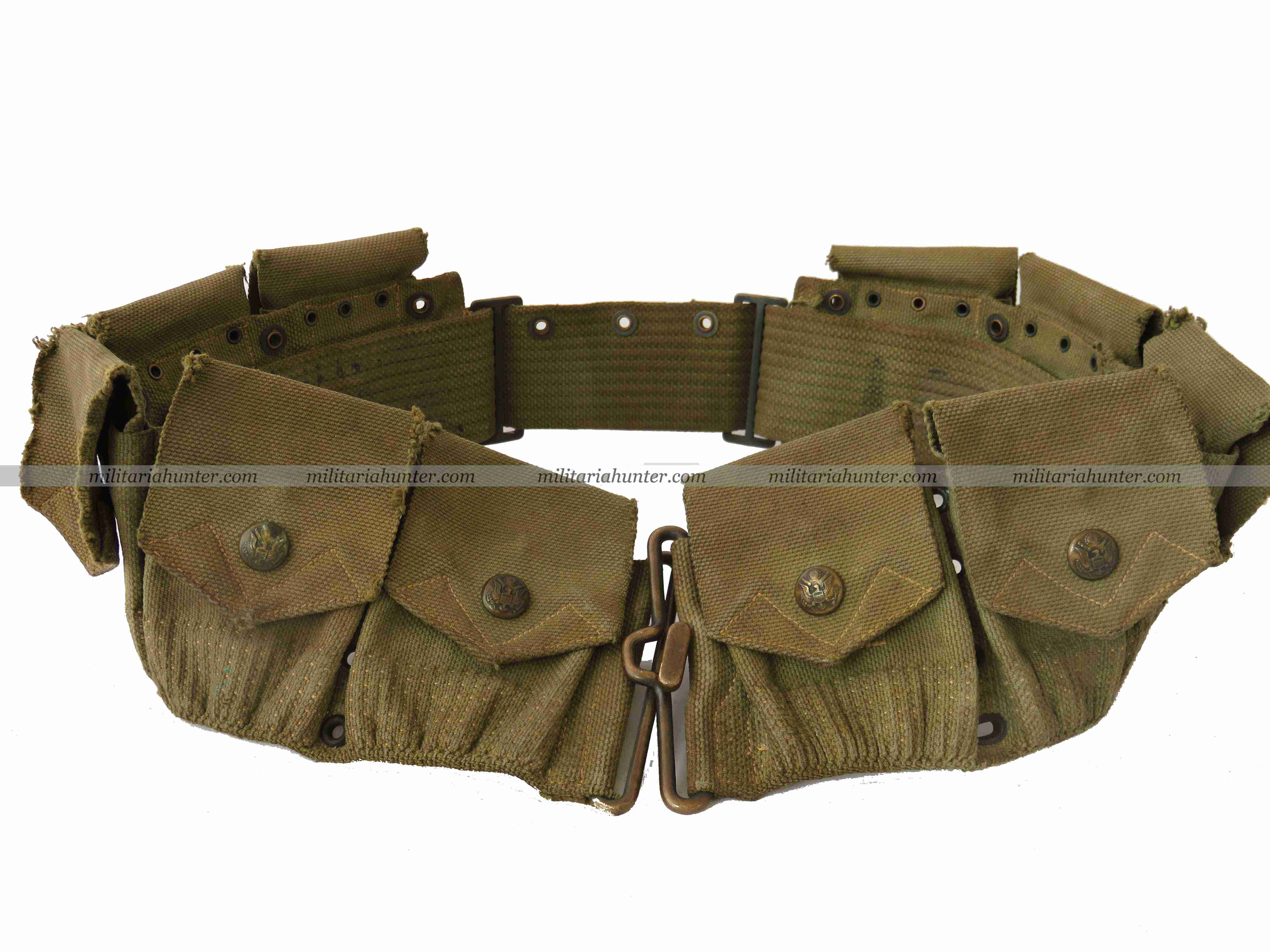militaria : US WW1 M1910 Eagle Snap ammo belt green