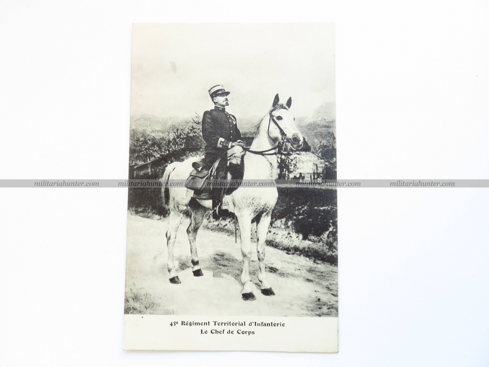 militaria : Carte Postale du 43e d'infanterie territorial - Autographe Chef de Corps
